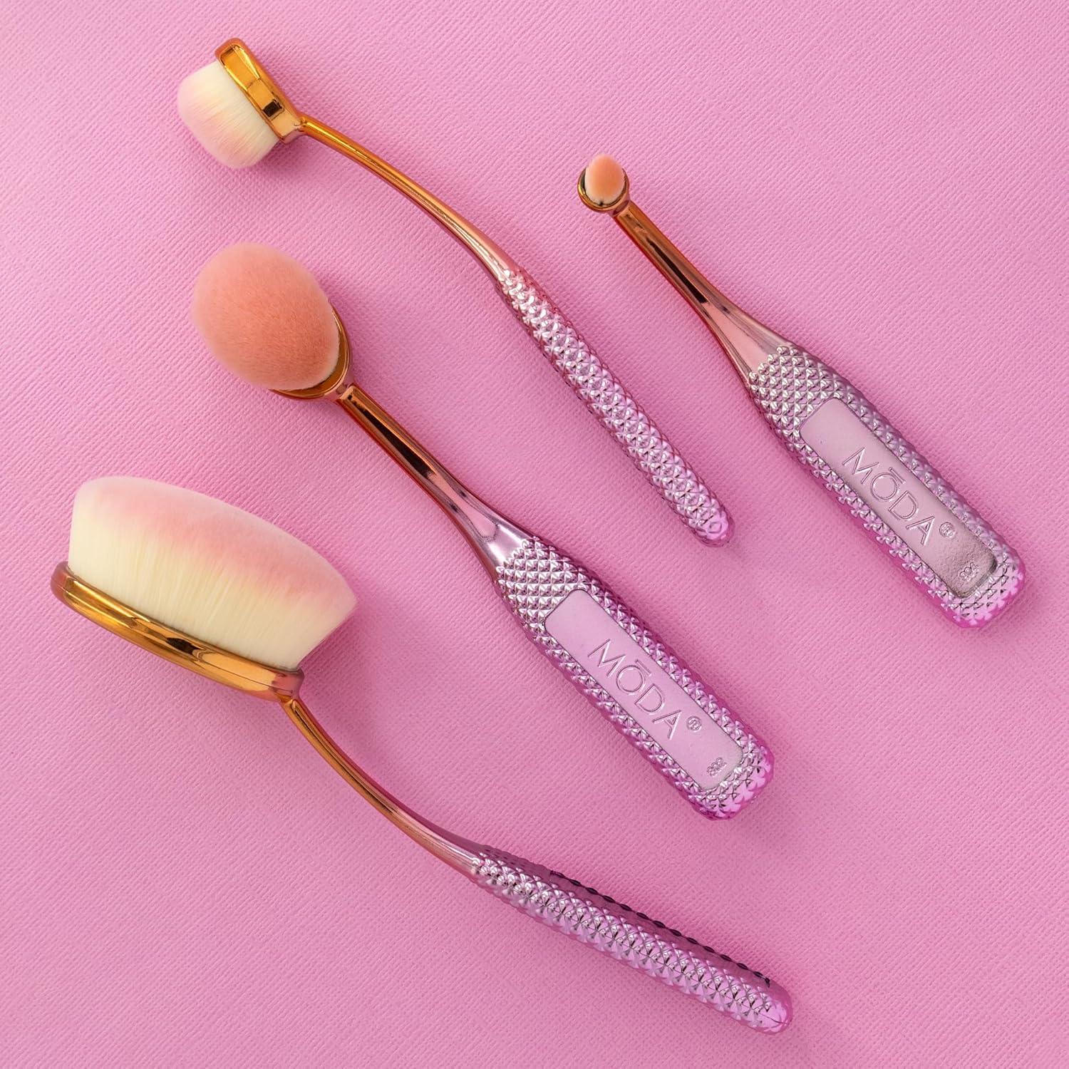 Kit de Pinceles de Maquillaje Facial Moda Rosé 4 Piezas Veganos