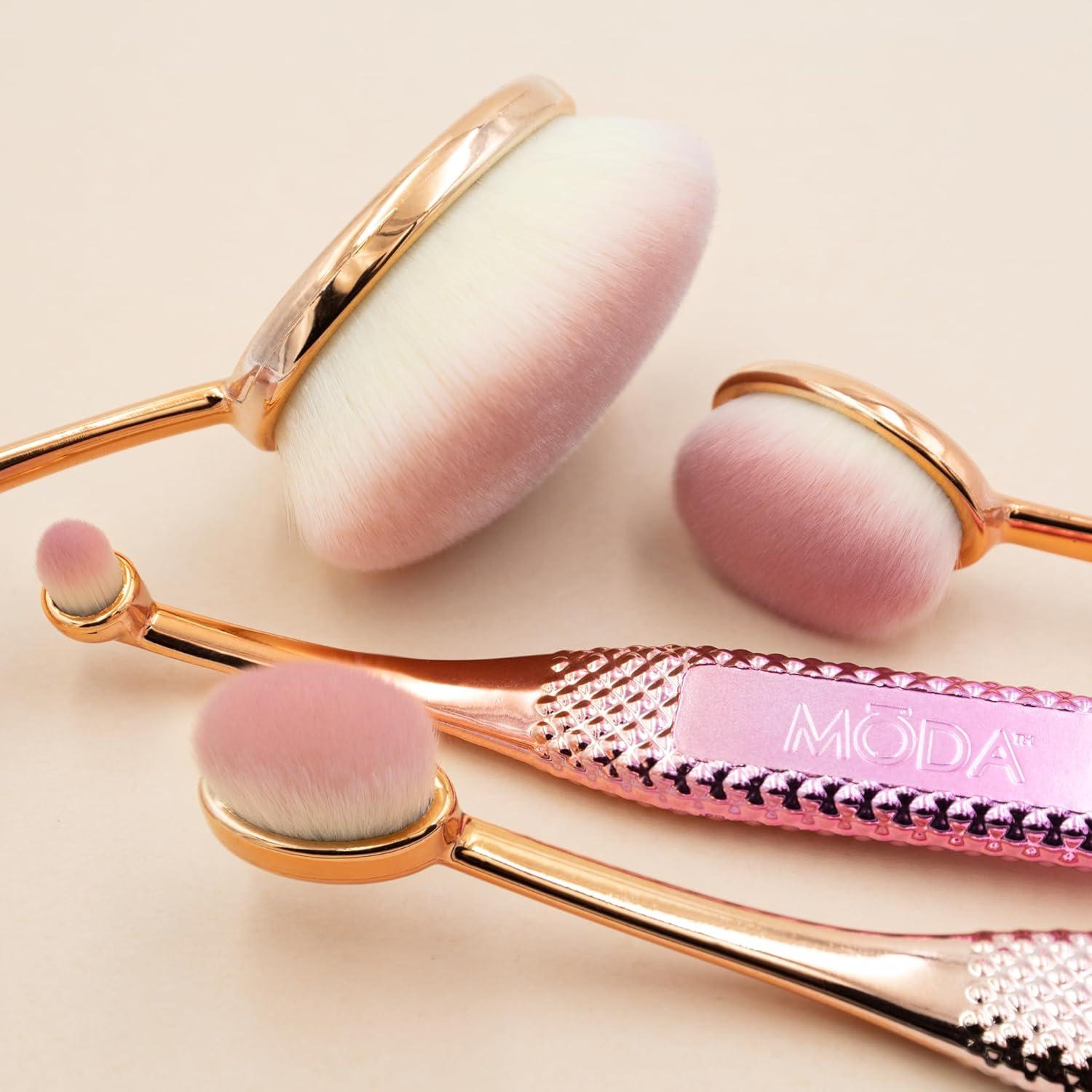 Kit de Pinceles de Maquillaje Facial Moda Rosé 4 Piezas Veganos