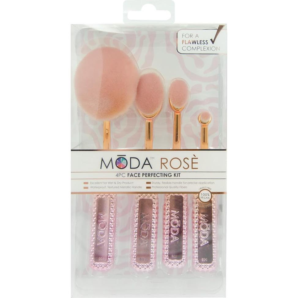 Kit de Pinceles de Maquillaje Facial Moda Rosé 4 Piezas Veganos