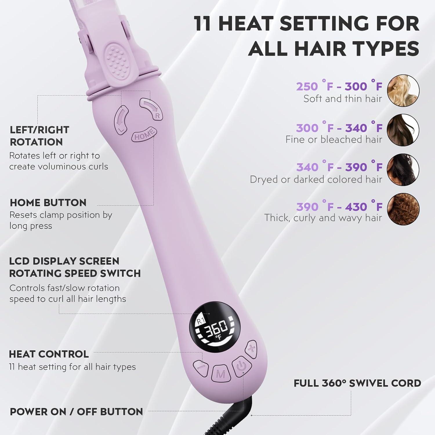 Rizador de Cabello Lanvier 1 Pulgada Automático 11 Temperaturas