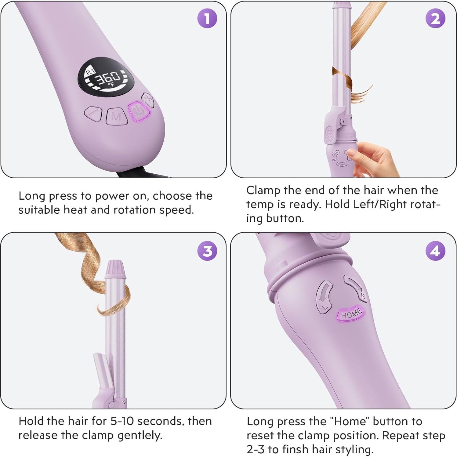 Rizador de Cabello Lanvier 1 Pulgada Automático 11 Temperaturas