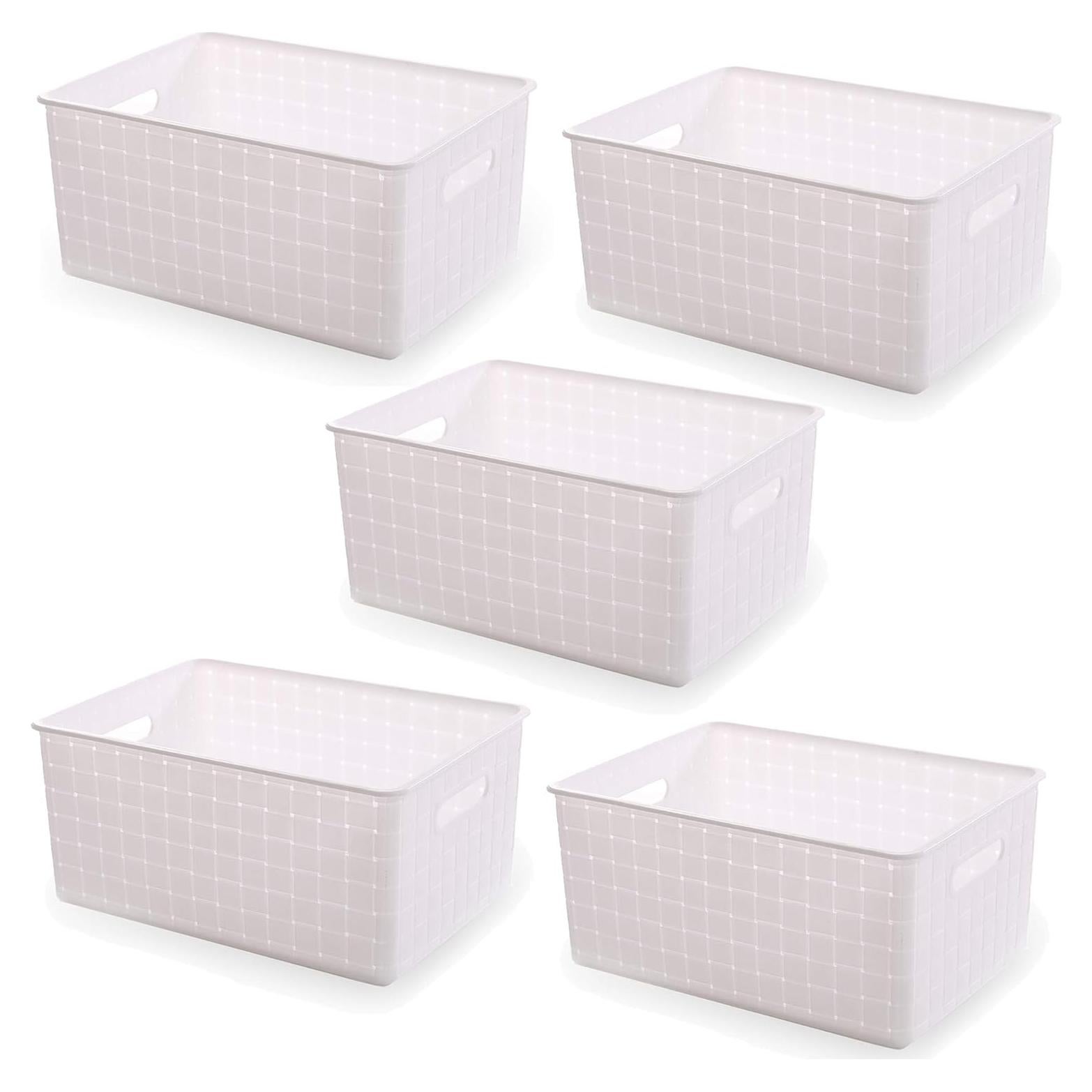Cesta de Plástico BINO 5 Piezas Blanca Rectangular Multiuso