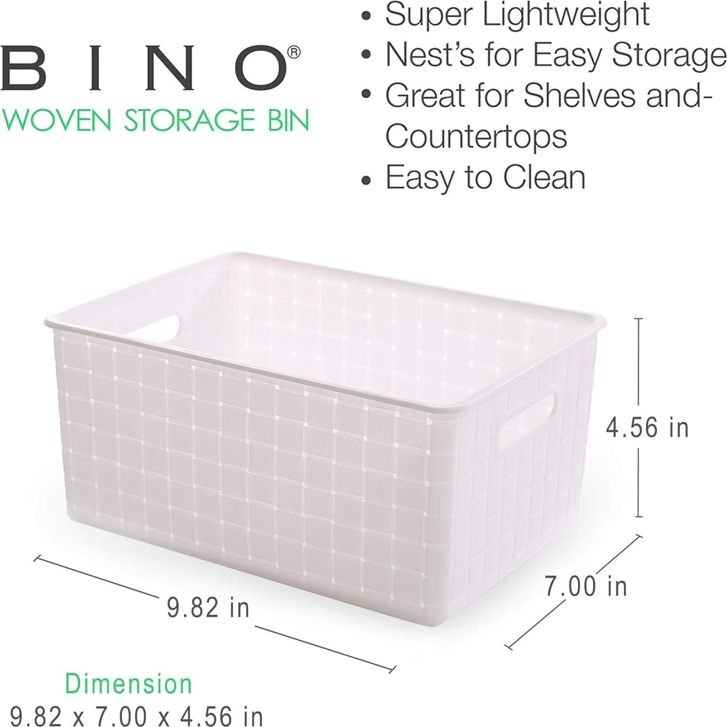 Cesta de Plástico BINO 5 Piezas Blanca Rectangular Multiuso