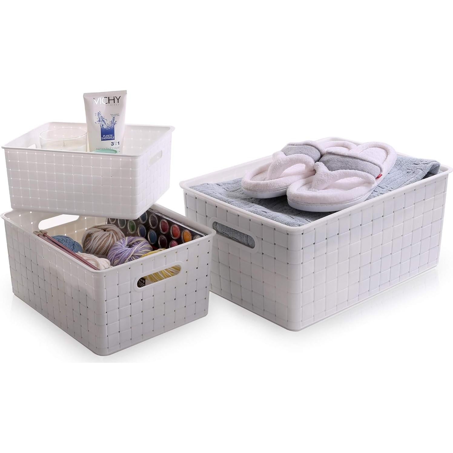 Cesta de Plástico BINO 5 Piezas Blanca Rectangular Multiuso