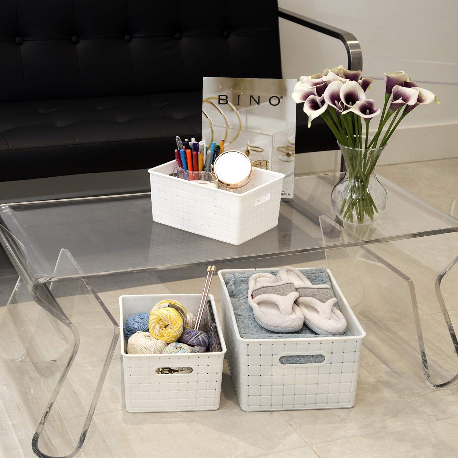 Cesta de Plástico BINO 5 Piezas Blanca Rectangular Multiuso