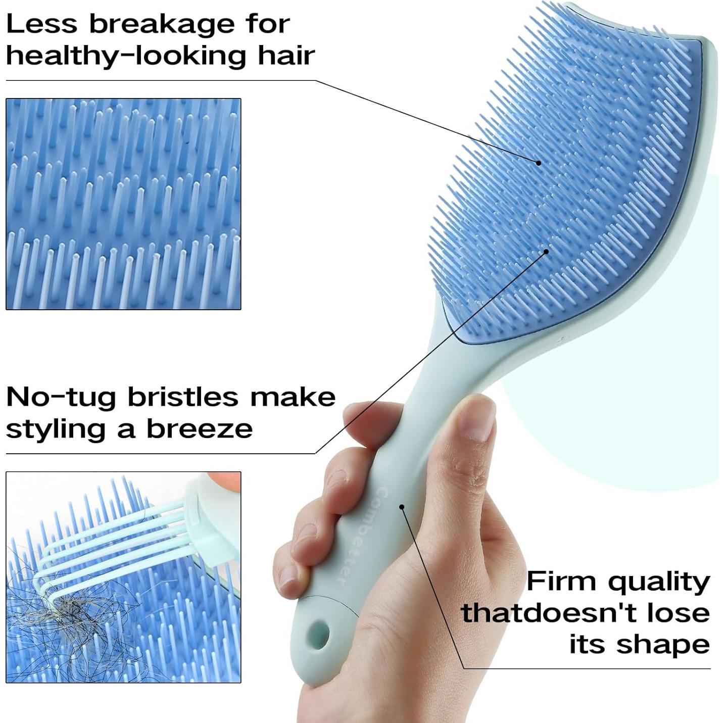 Cepillo Desenredante Combetter Azul para Cabello Fino 24.6x8.1cm