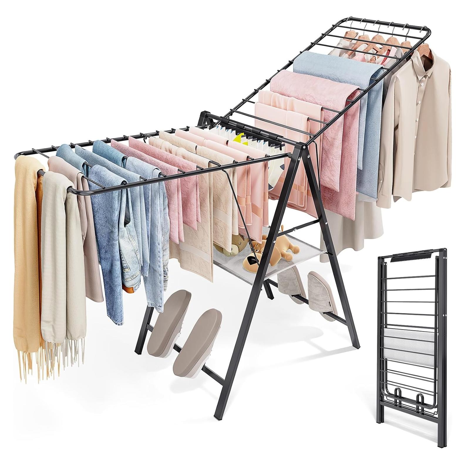 Estante Plegable para Secar Ropa APEXCHASER Metal Negro 158.74 cm