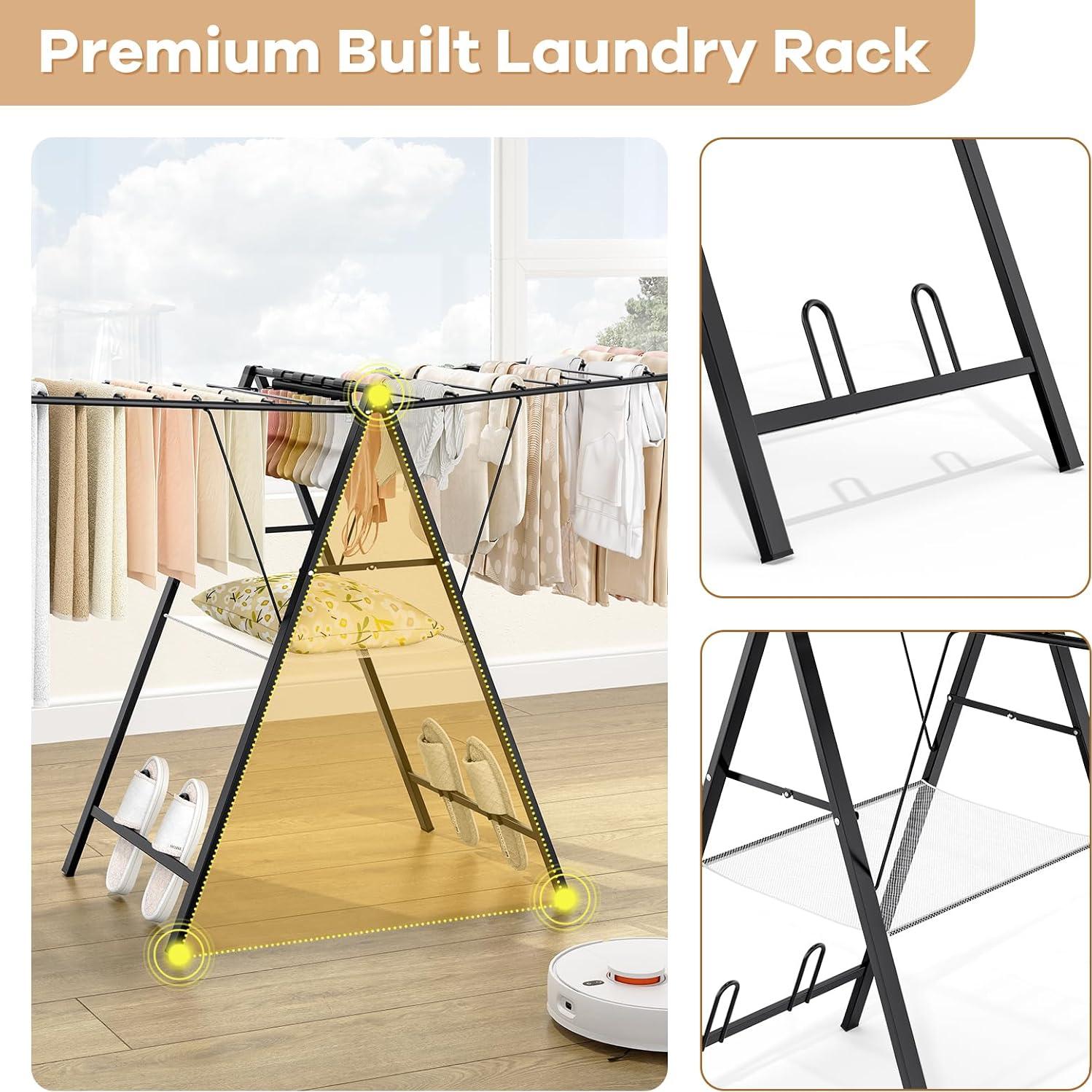 Estante Plegable para Secar Ropa APEXCHASER Metal Negro 158.74 cm