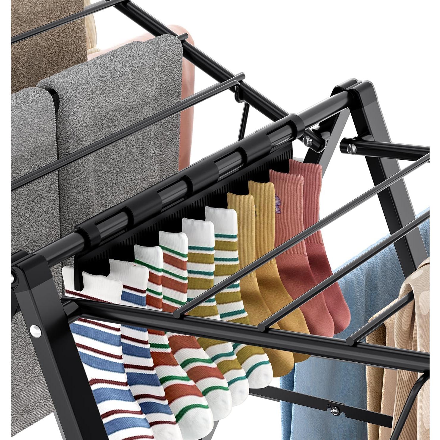 Estante Plegable para Secar Ropa APEXCHASER Metal Negro 158.74 cm