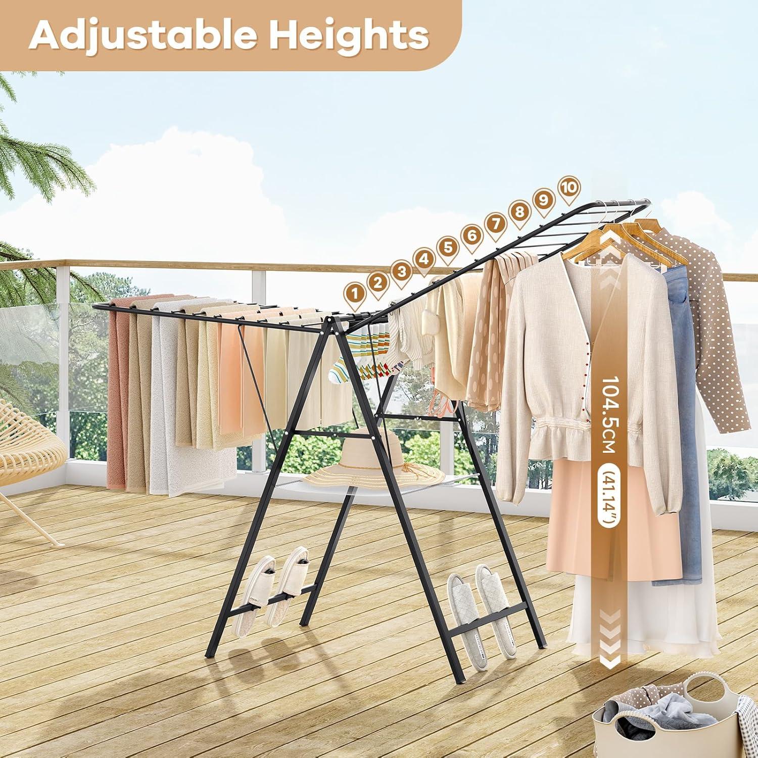 Estante Plegable para Secar Ropa APEXCHASER Metal Negro 158.74 cm