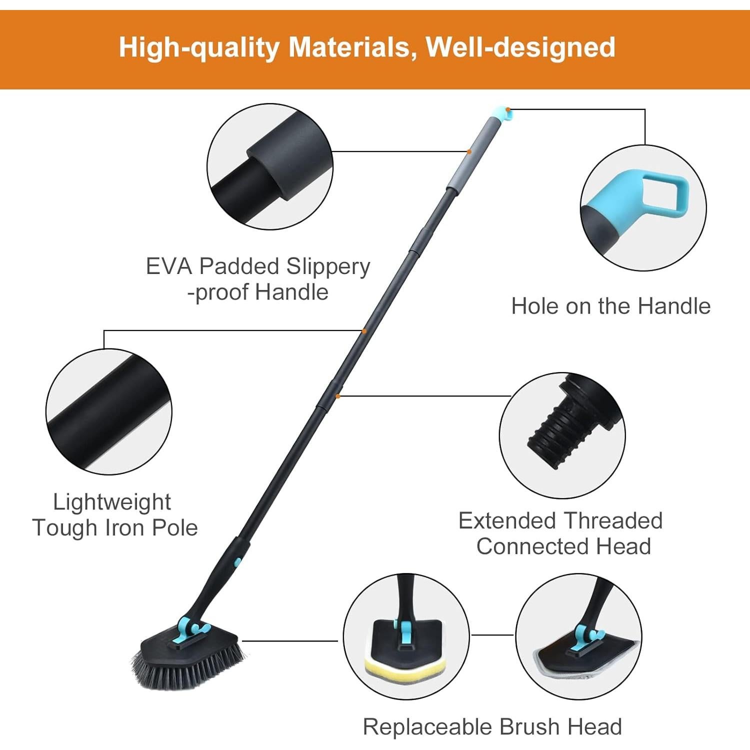 Cepillo de limpieza 3 en 1 MOSEN con mango largo ajustable