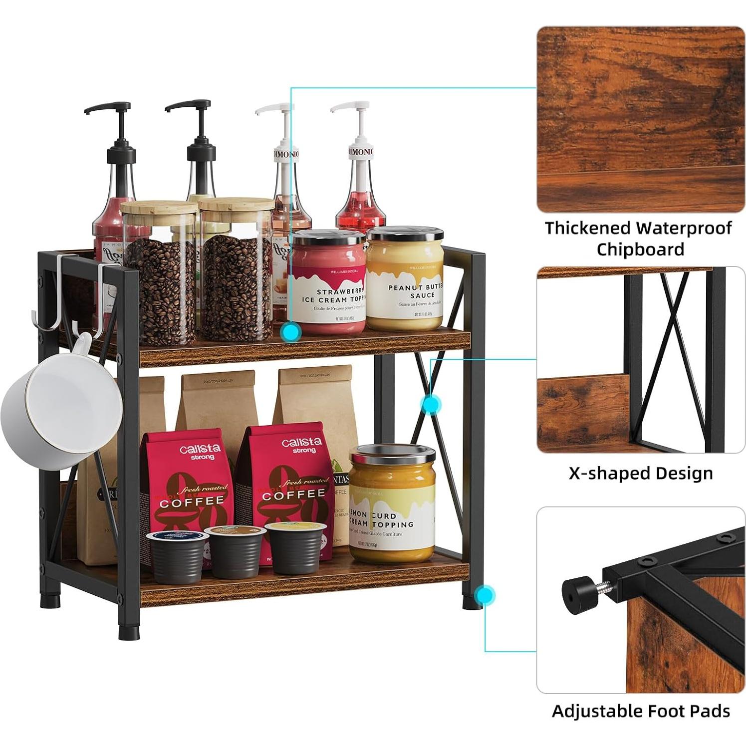 Organizador de Encimera Snughome 2 Niveles Madera Marrón Rústico