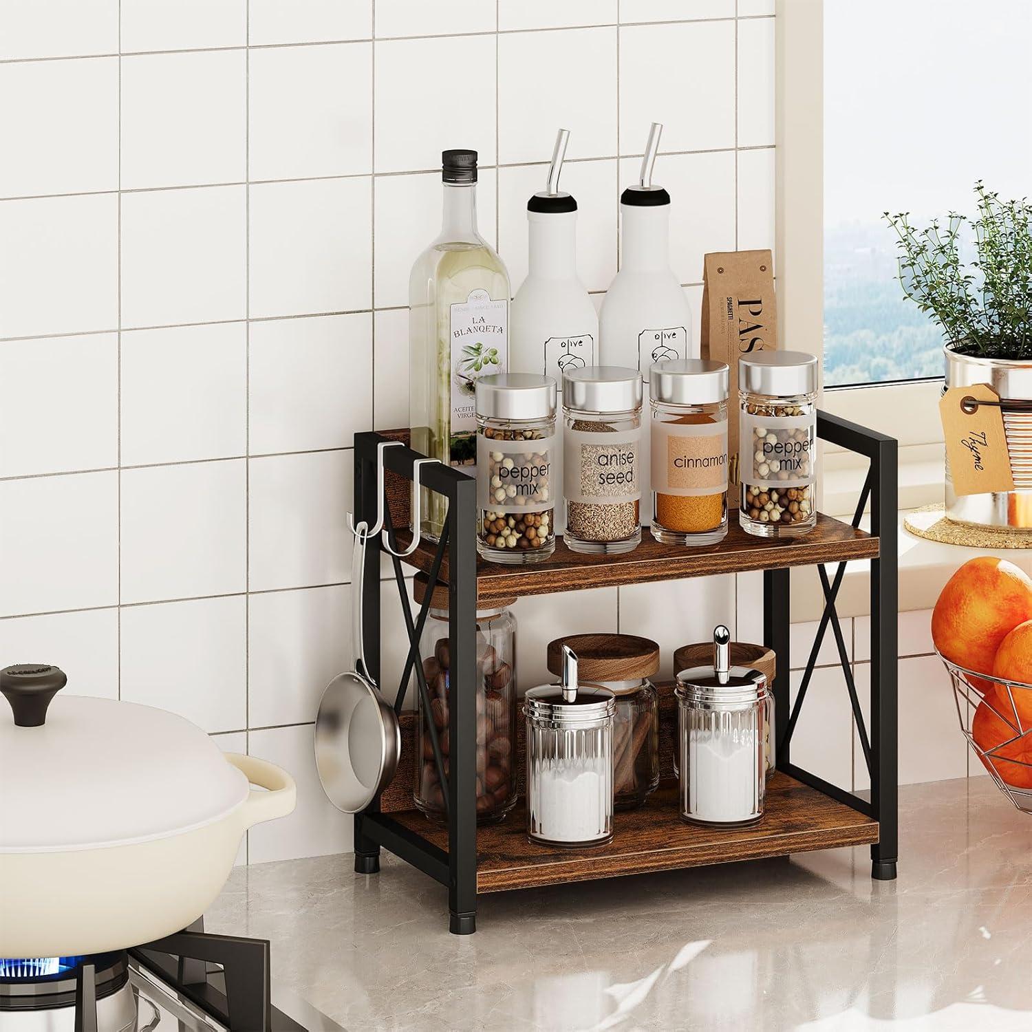 Organizador de Encimera Snughome 2 Niveles Madera Marrón Rústico