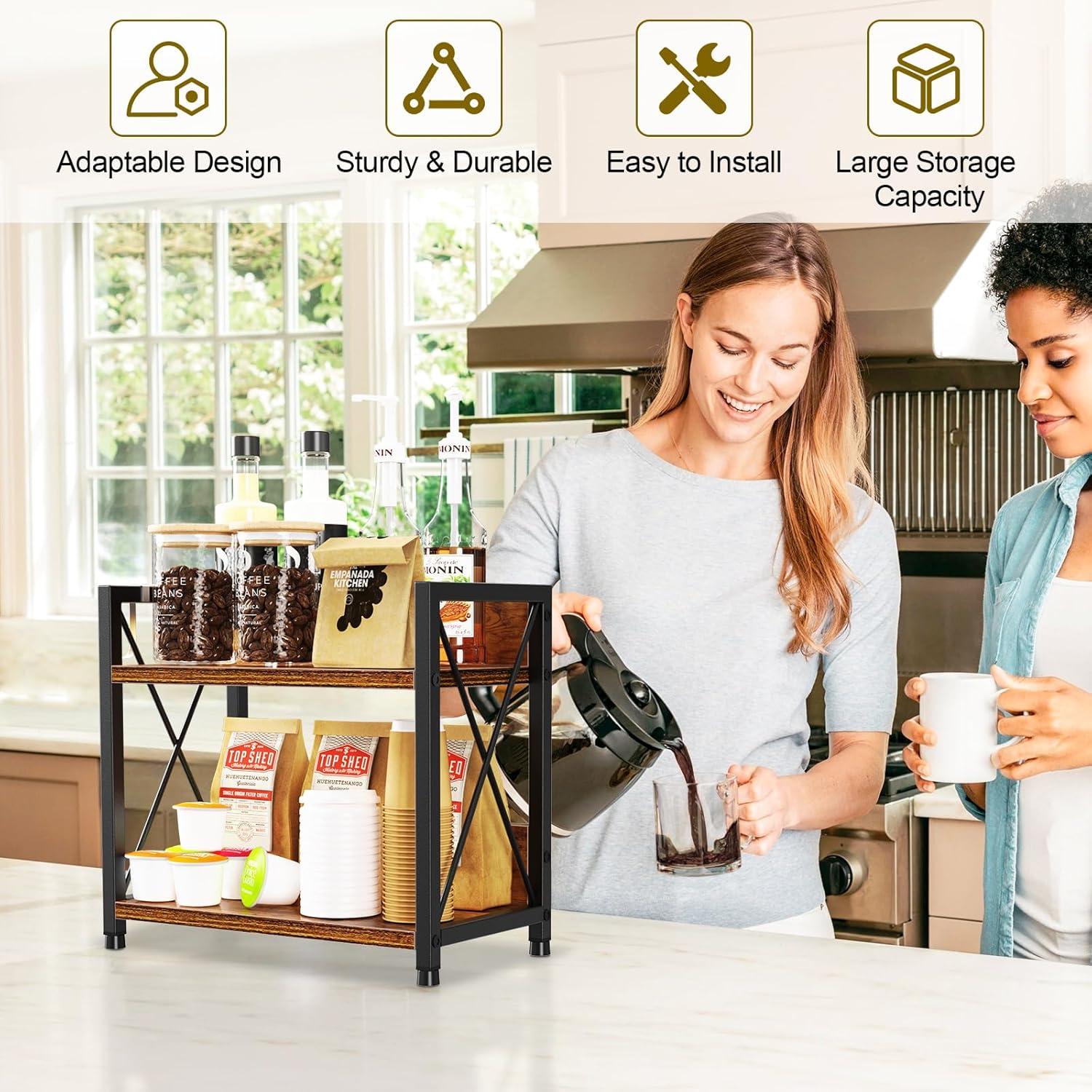 Organizador de Encimera Snughome 2 Niveles Madera Marrón Rústico