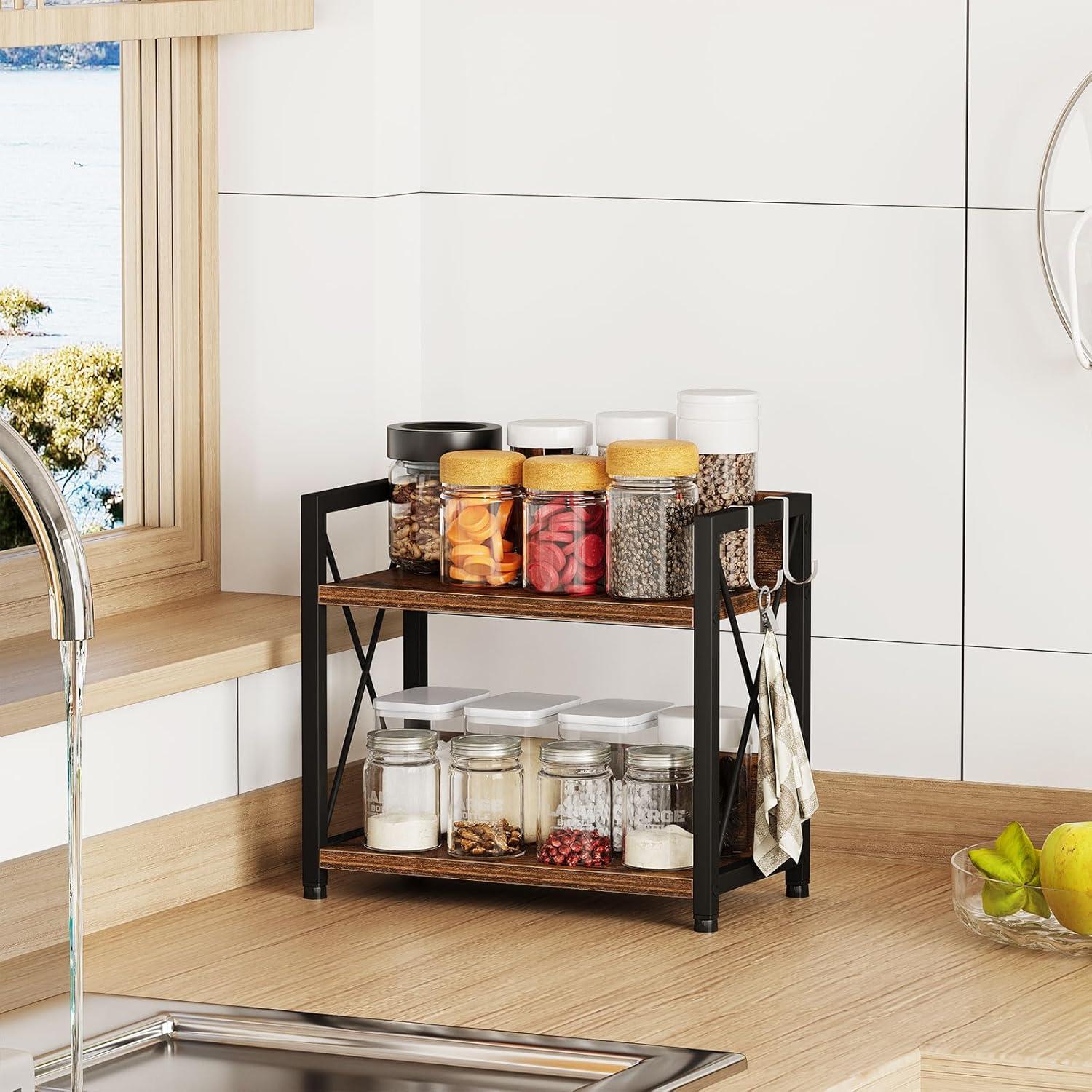 Organizador de Encimera Snughome 2 Niveles Madera Marrón Rústico