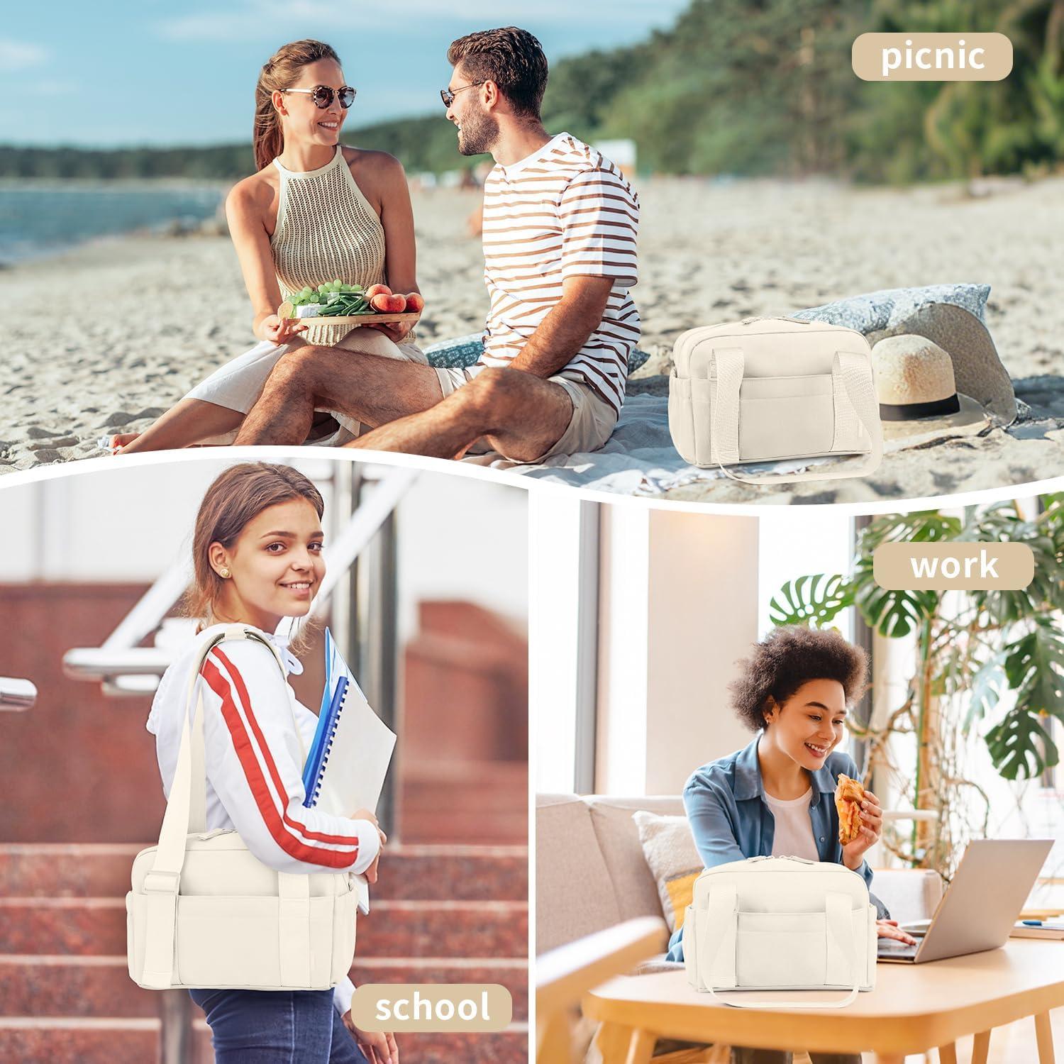 Bolsa de Almuerzo Aislada ZOMFELT Beige 7.5L para Mujeres