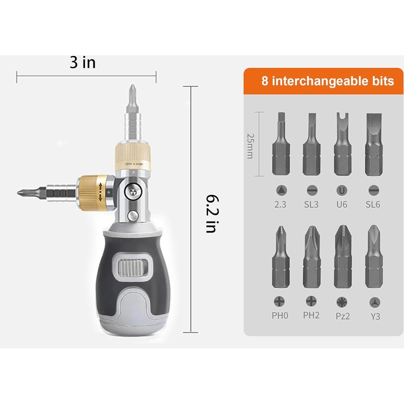 Juego de Destornilladores 8 en 1 Geokin - Compacto y Pivote 180°