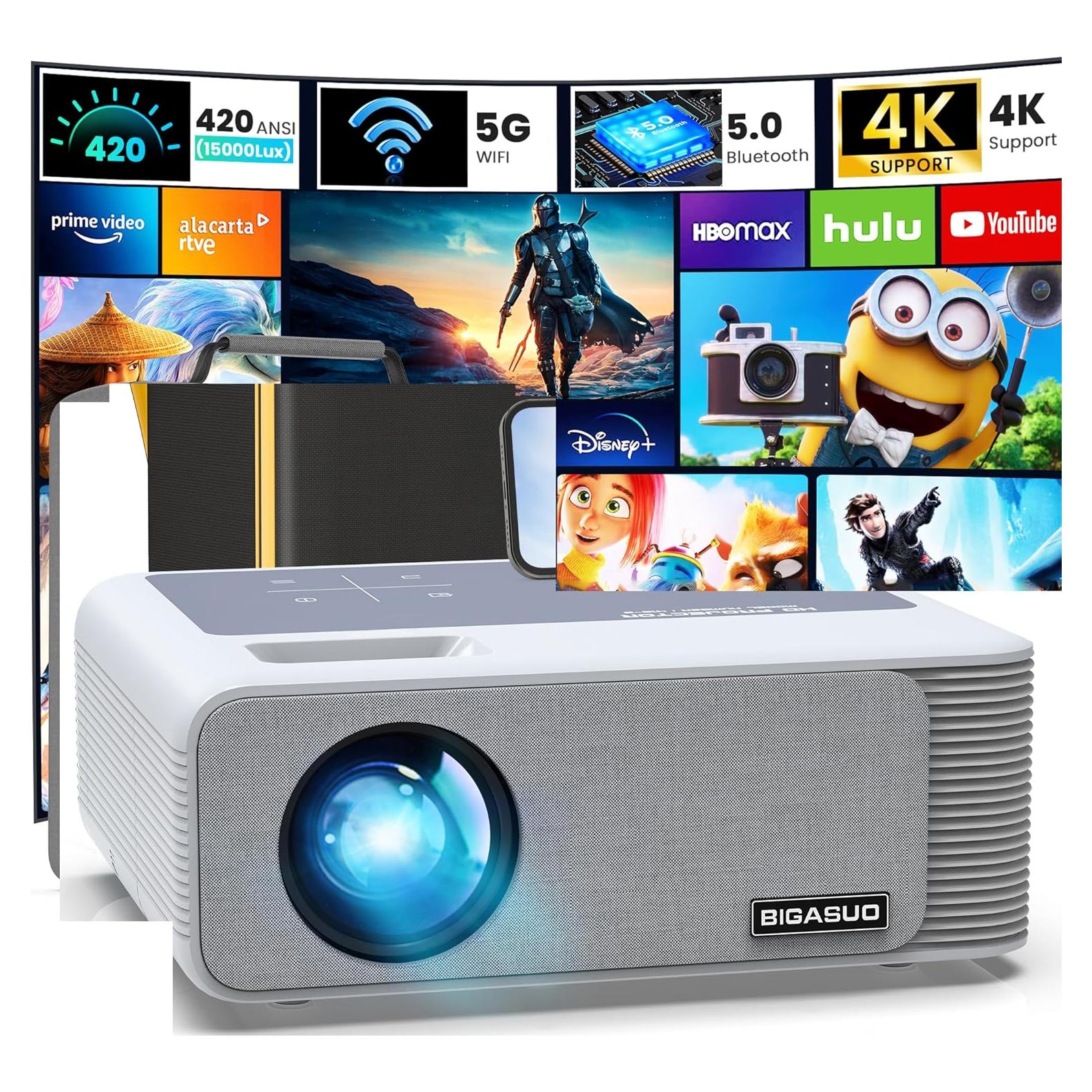 Proyector BIGASUO 850 ANSI WiFi Bluetooth HD 1080P 300"