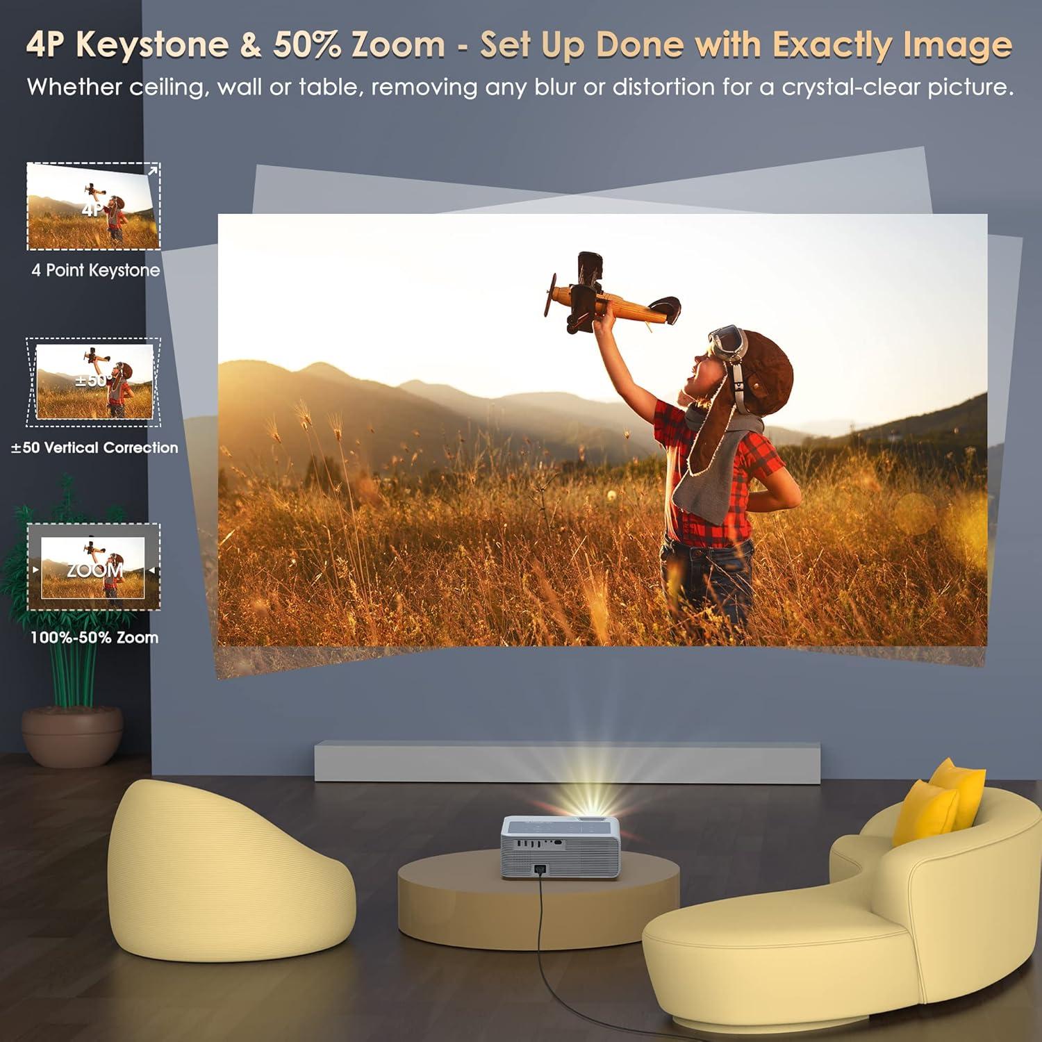 Proyector BIGASUO 850 ANSI WiFi Bluetooth HD 1080P 300"