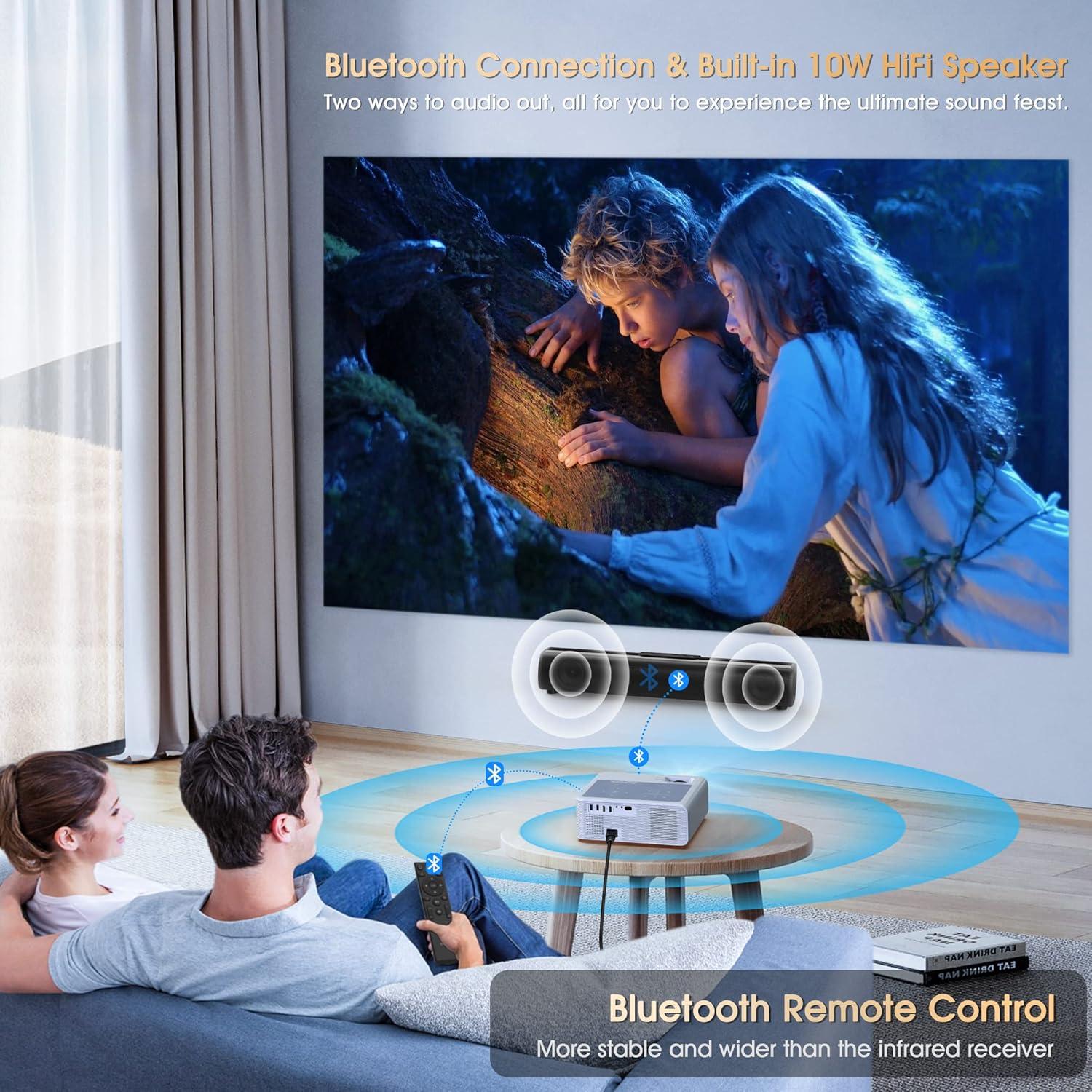 Proyector BIGASUO 850 ANSI WiFi Bluetooth HD 1080P 300"