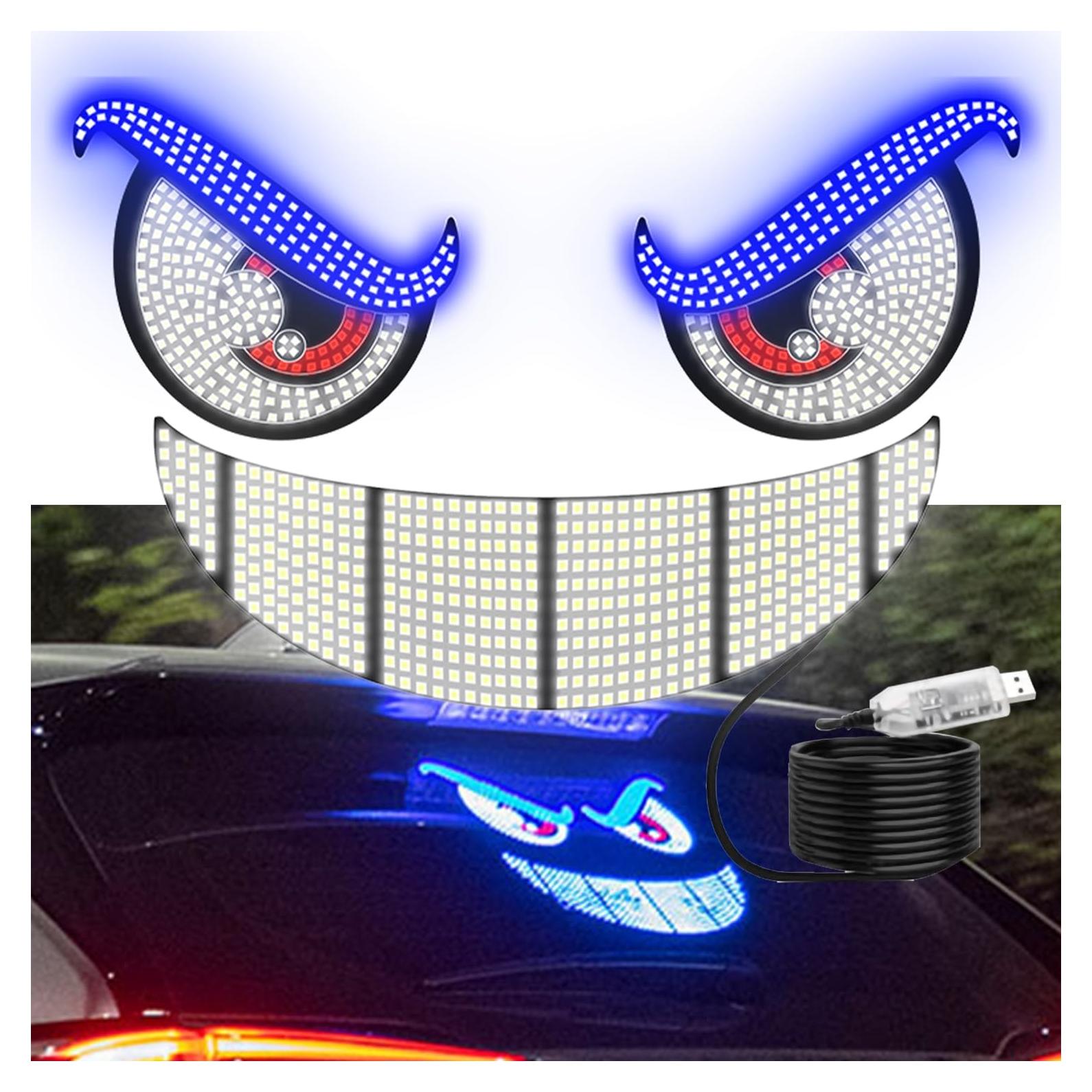 Ojos y Sonrisa LED SPNANMA para Parabrisas de Coche USB