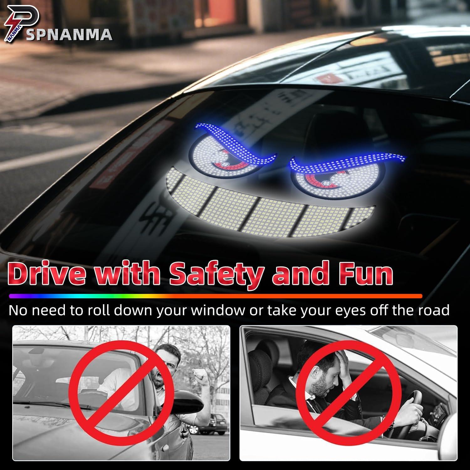 Ojos y Sonrisa LED SPNANMA para Parabrisas de Coche USB