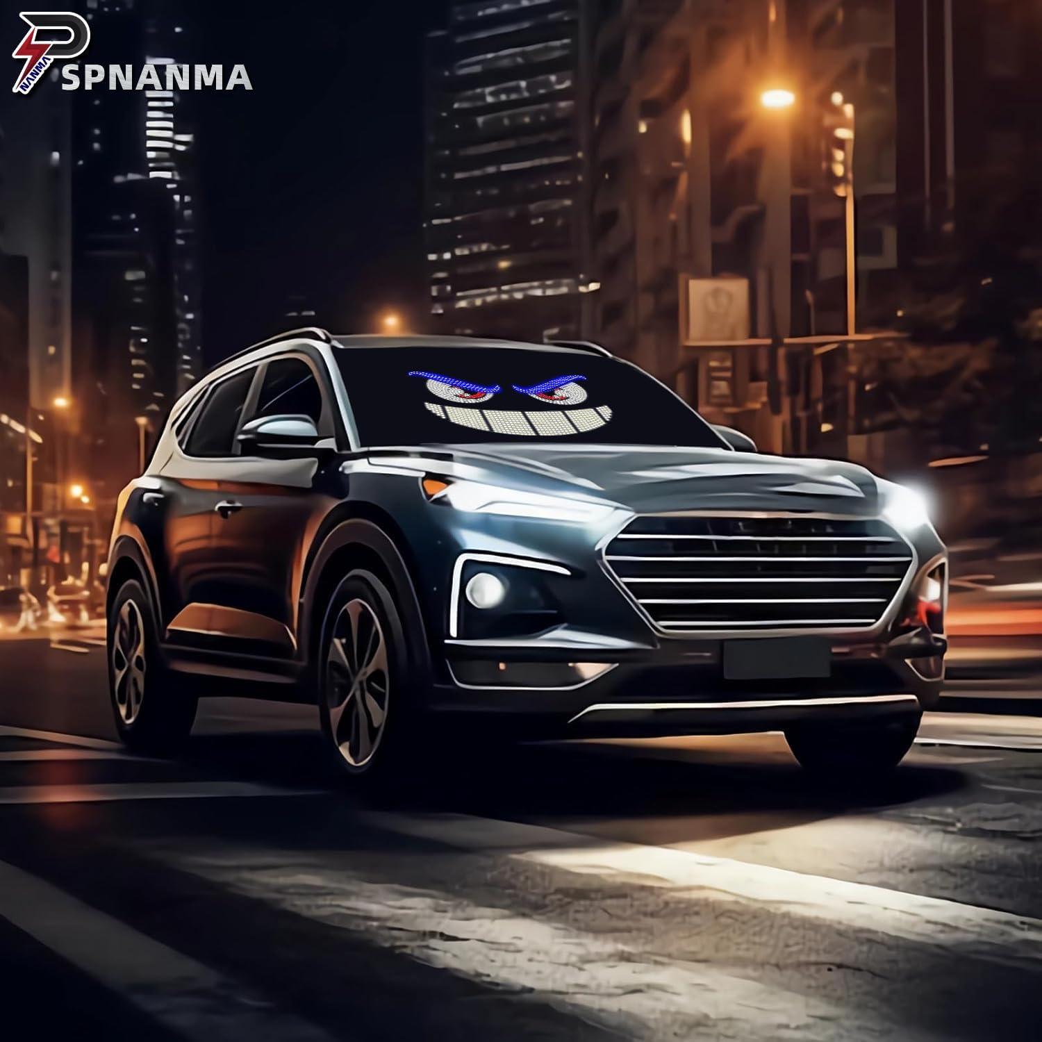 Ojos y Sonrisa LED SPNANMA para Parabrisas de Coche USB