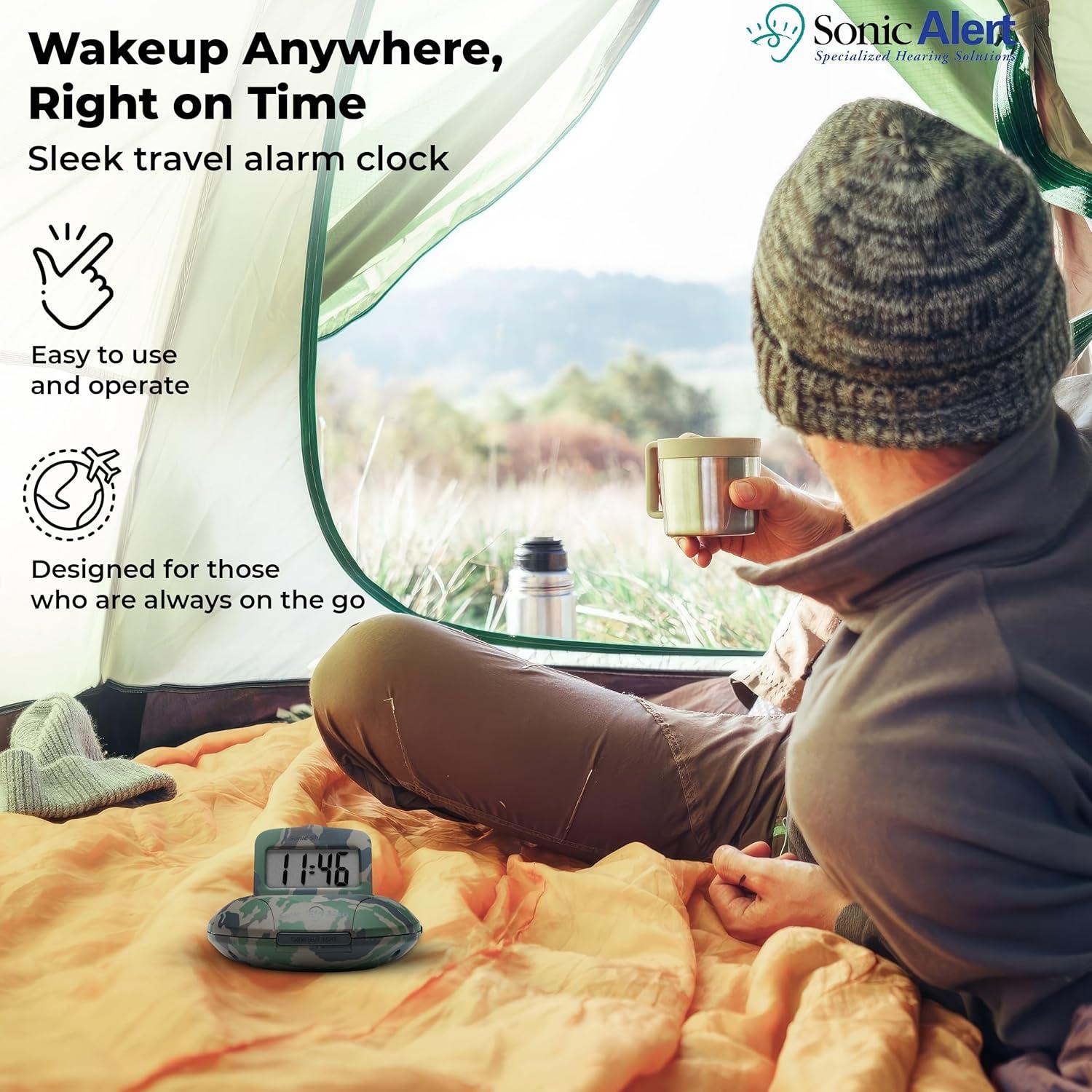 Reloj Despertador Digital Sonic Alert Camuflaje Verde Portátil