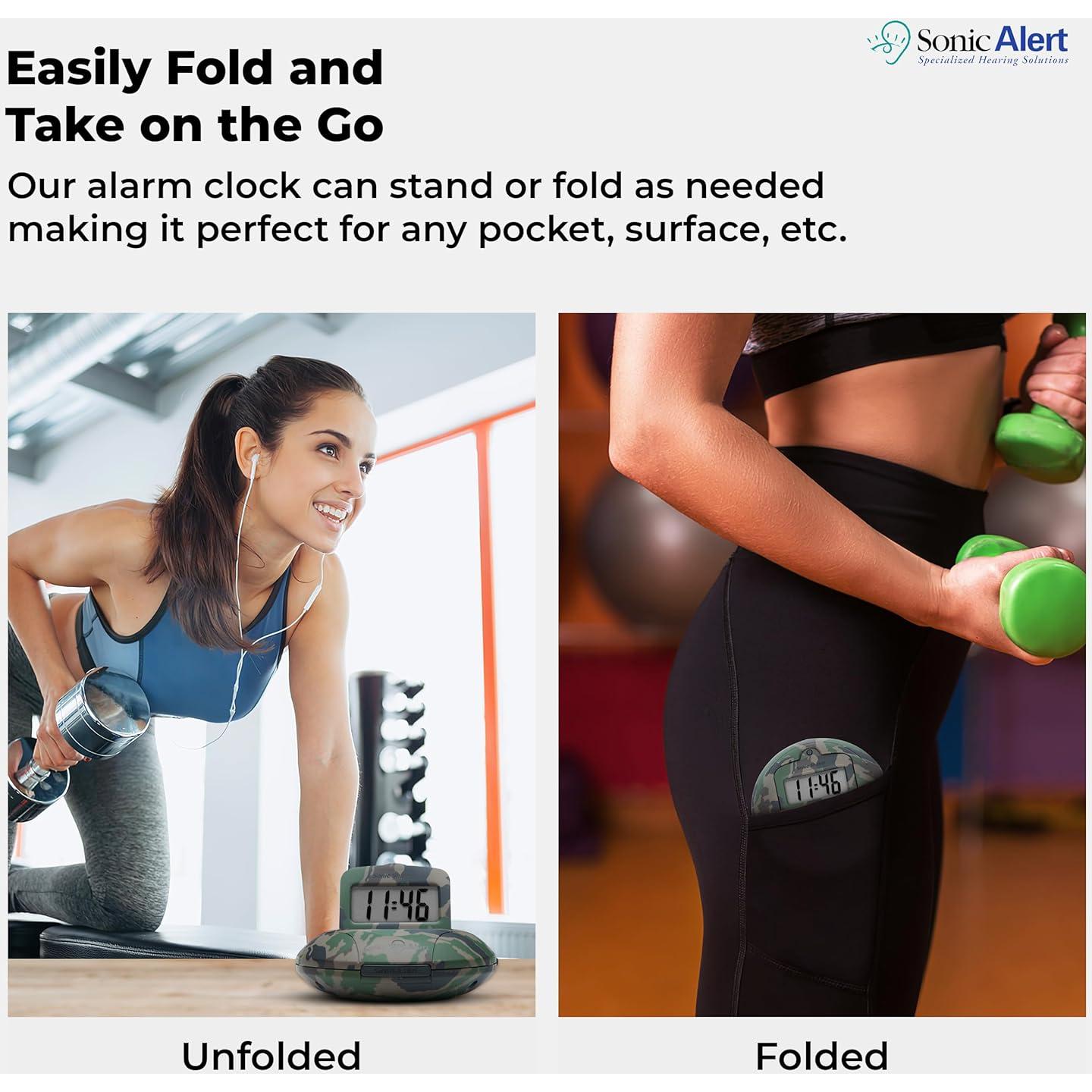 Reloj Despertador Digital Sonic Alert Camuflaje Verde Portátil