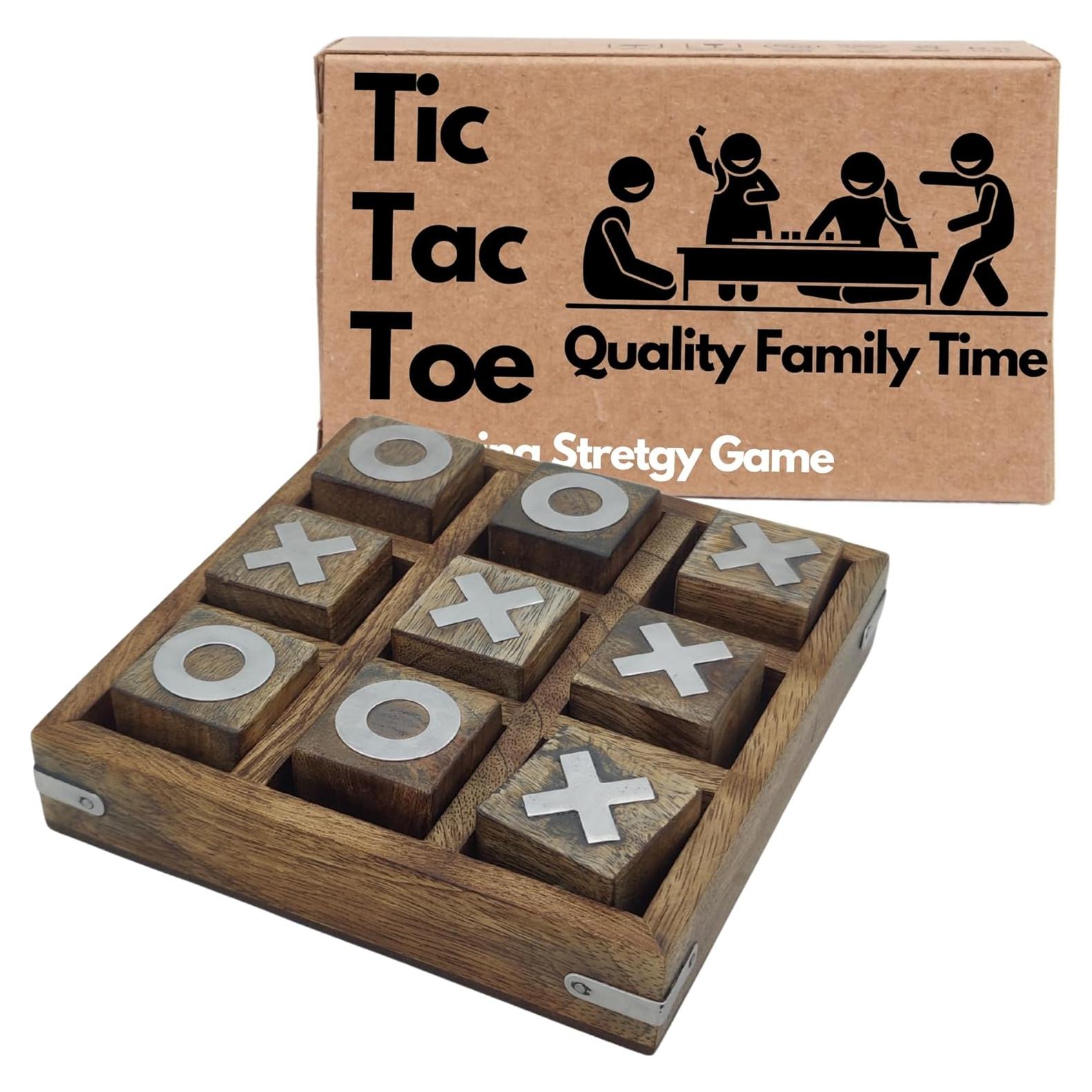 Juego de Tres en Raya de Madera Mango LEATHERVINES 15.24 cm