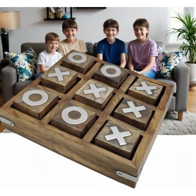 Juego de Tres en Raya de Madera Mango LEATHERVINES 15.24 cm