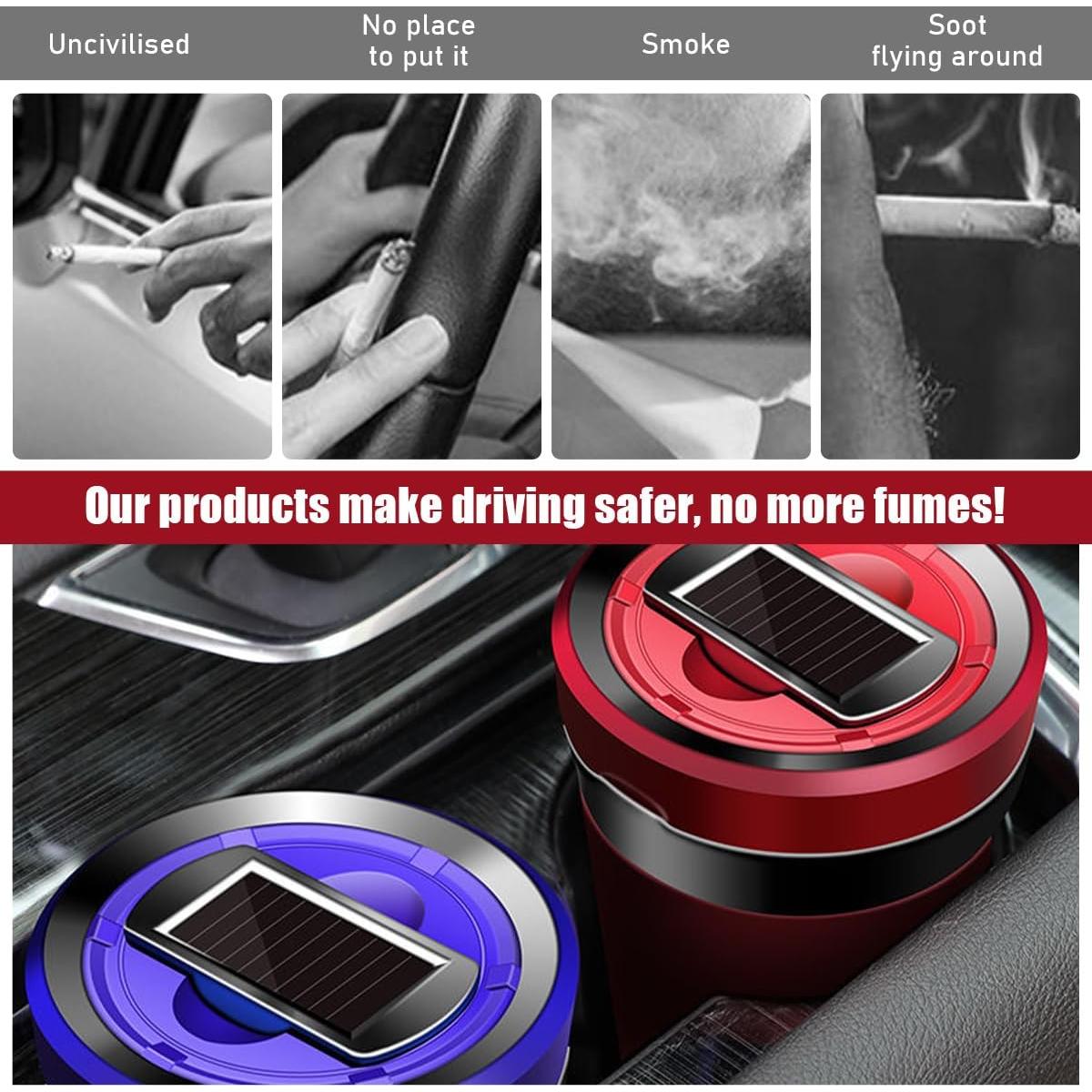 Cenicero de coche Sylvil con encendedor solar y USB - Negro