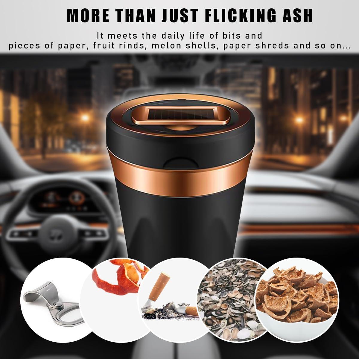 Cenicero de coche Sylvil con encendedor solar y USB - Negro