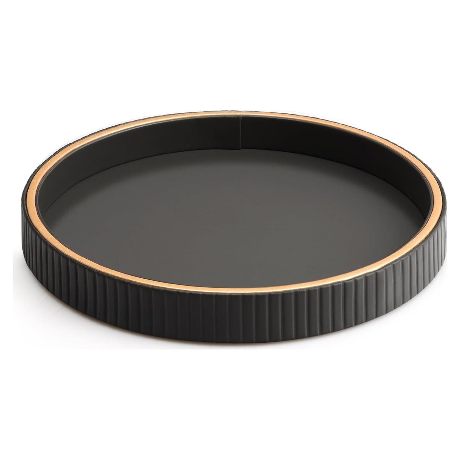 Organizador de Escritorio de Cuero SANZIE Redondo Negro 25.4 cm