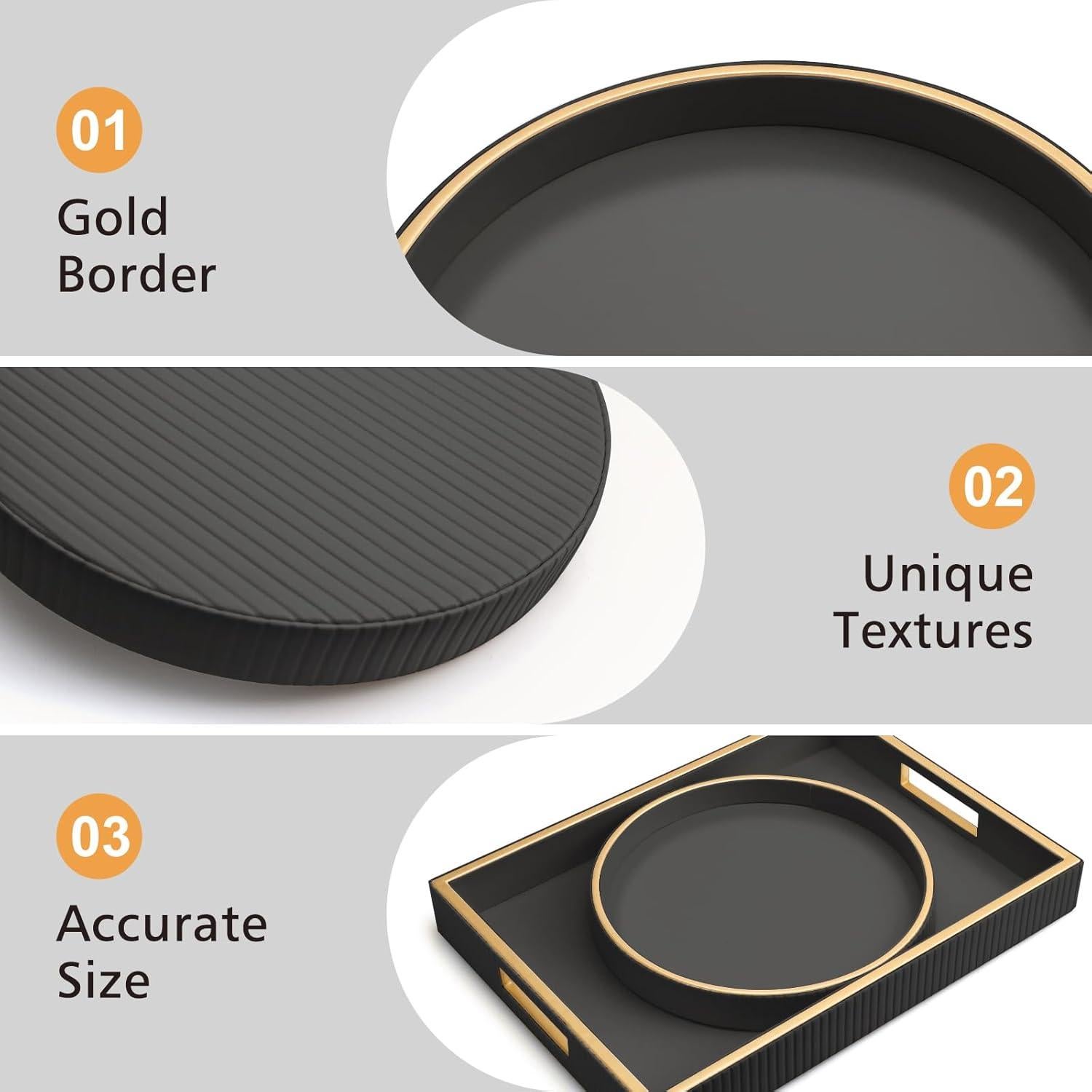 Organizador de Escritorio de Cuero SANZIE Redondo Negro 25.4 cm