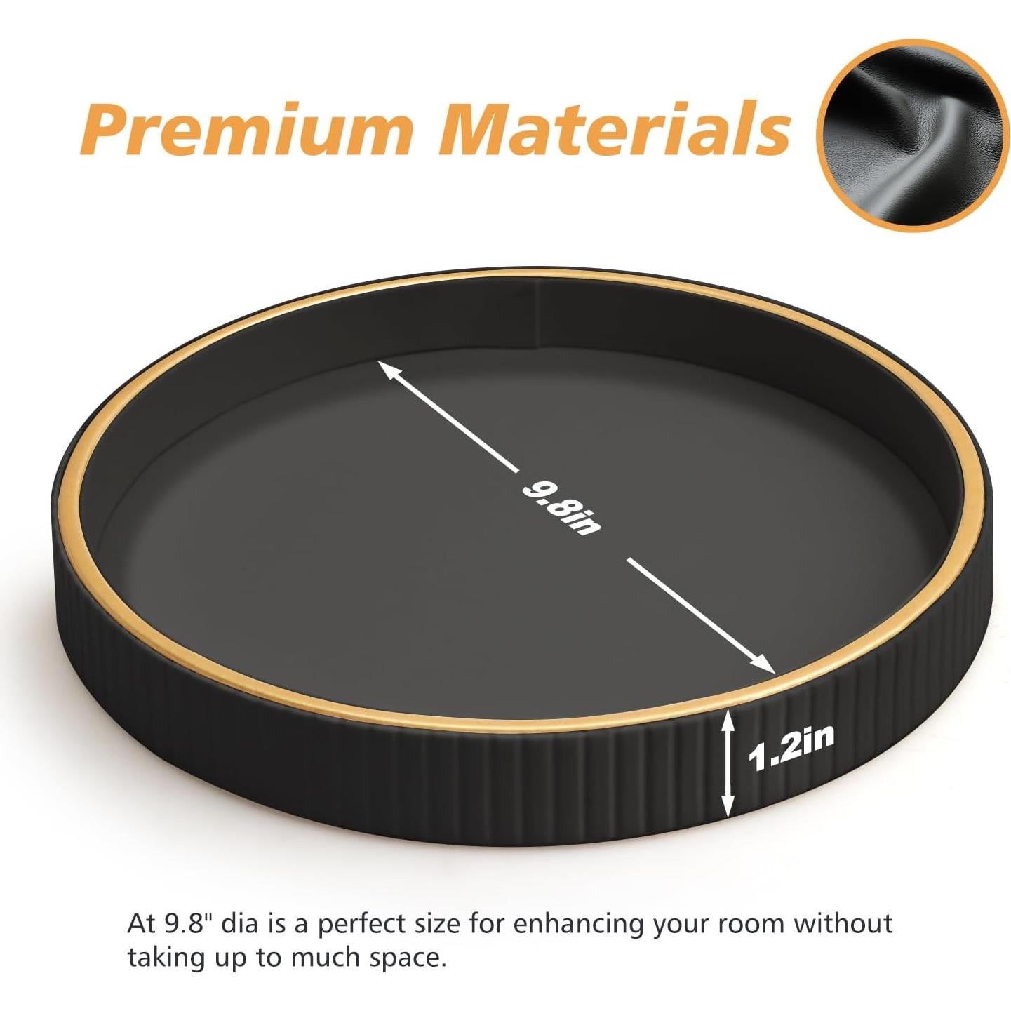 Organizador de Escritorio de Cuero SANZIE Redondo Negro 25.4 cm