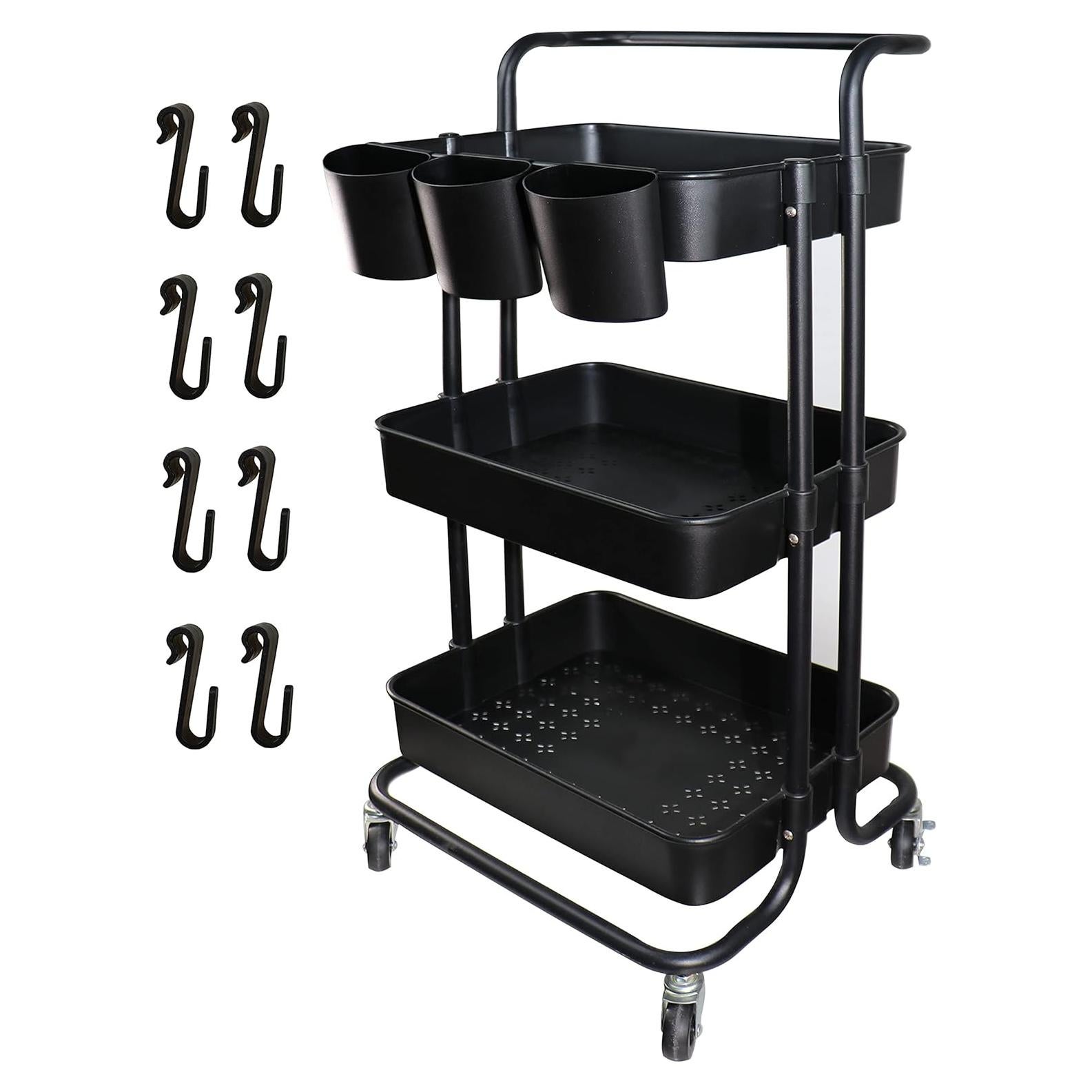 Carro Rodante de Utilidad Piowio 3 Niveles Negro 60kg