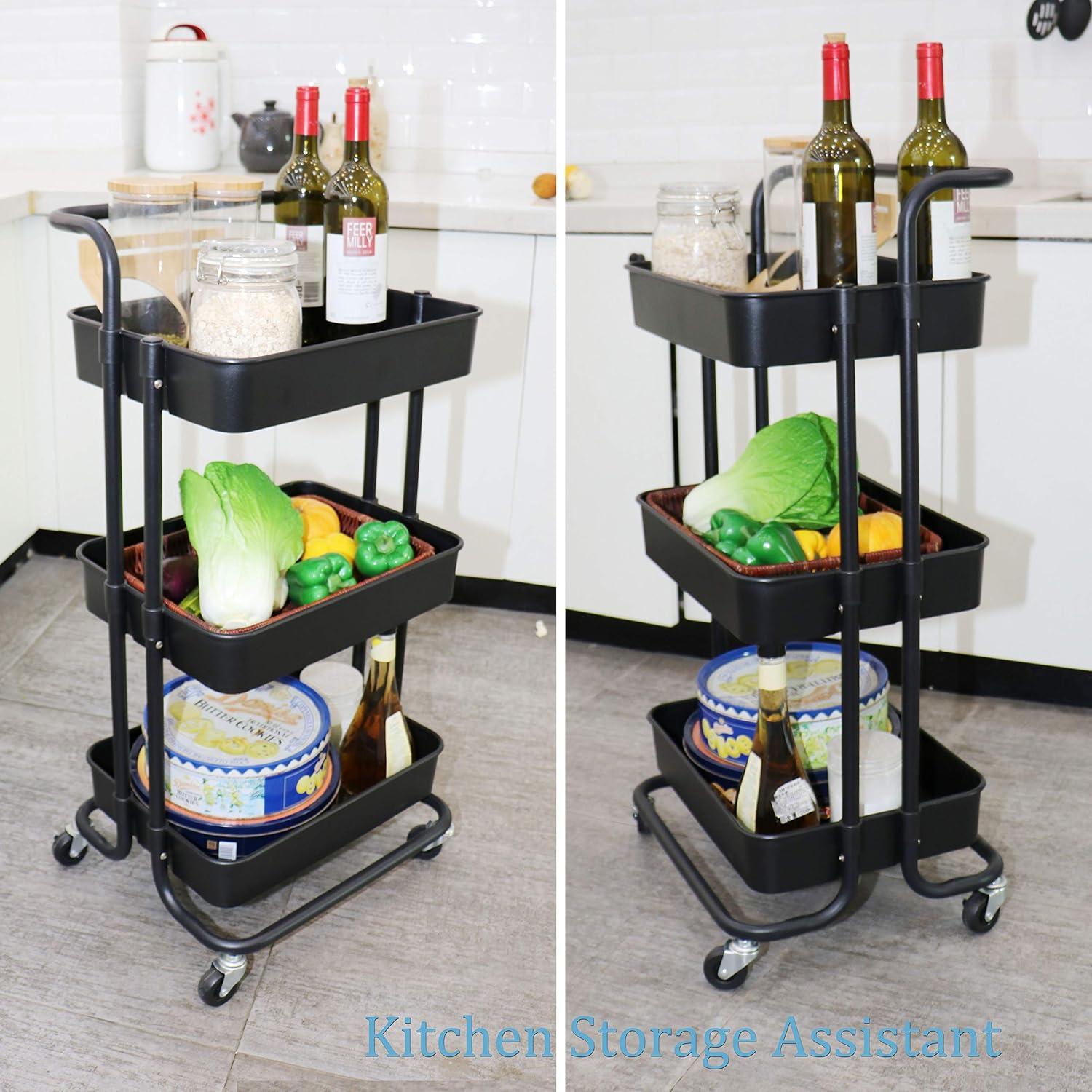 Carro Rodante de Utilidad Piowio 3 Niveles Negro 60kg