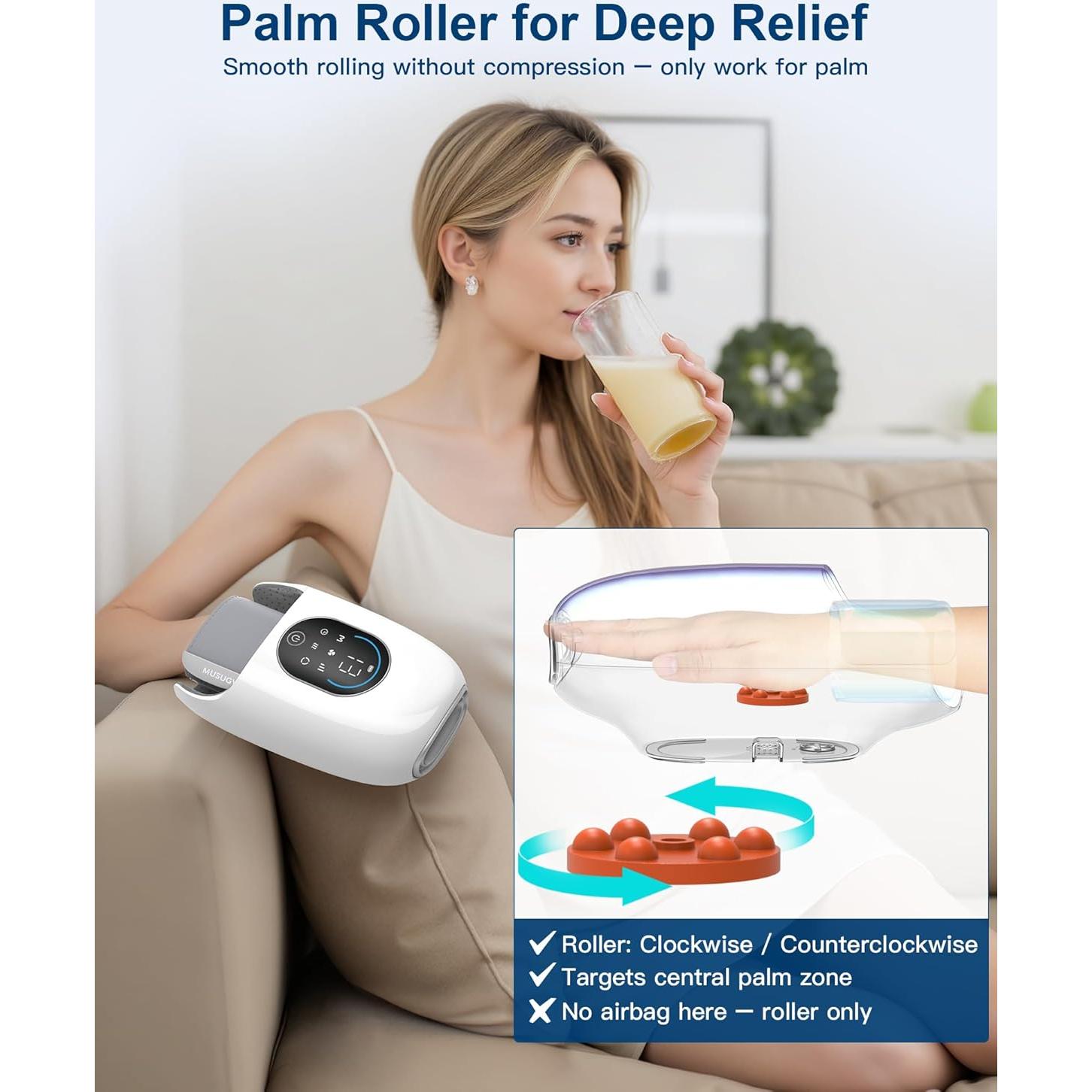 Masajeador de Manos Musugy con Calor y Compresión 360°