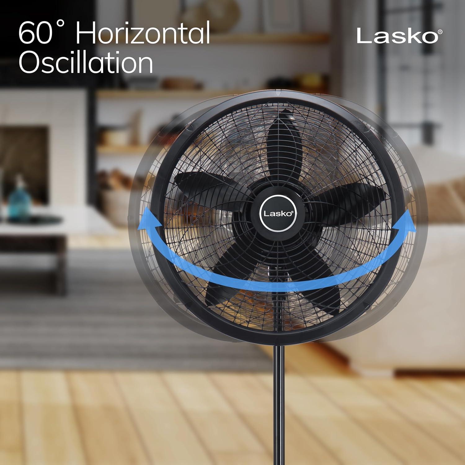 Ventilador de Pedestal Lasko 1827 Oscilante 3 Velocidades 45.72 cm Negro