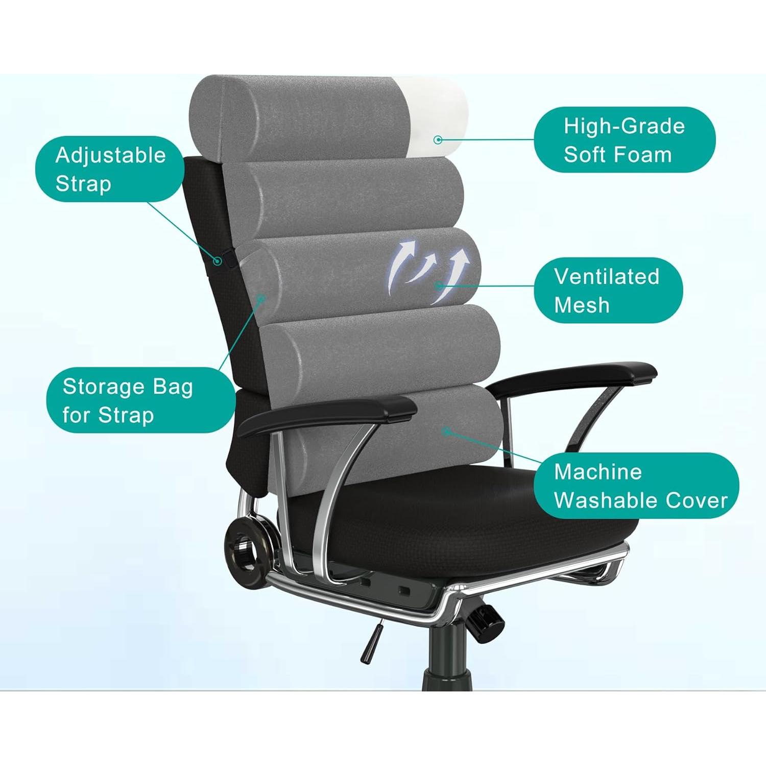 Cojín Lumbar Ajustable Givanlee para Silla de Oficina 73.4x43.9cm