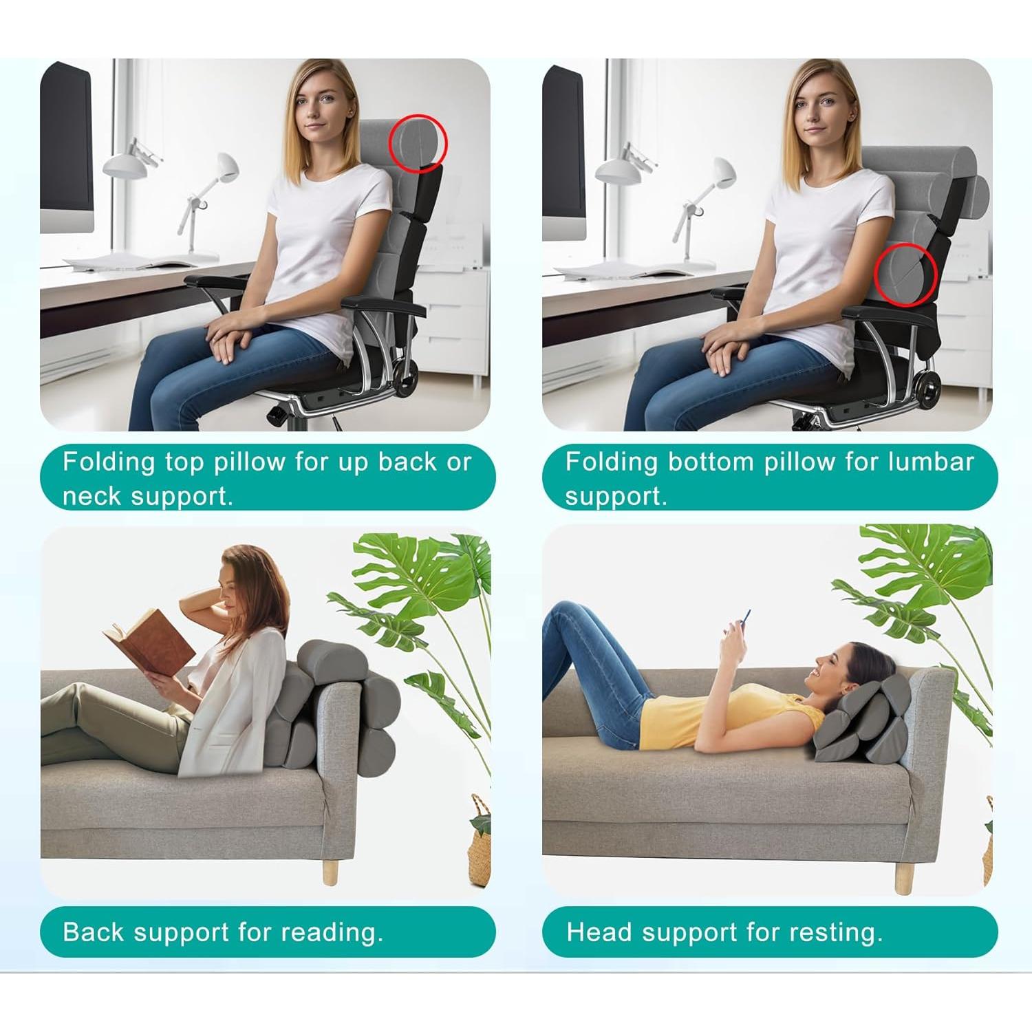 Cojín Lumbar Ajustable Givanlee para Silla de Oficina 73.4x43.9cm