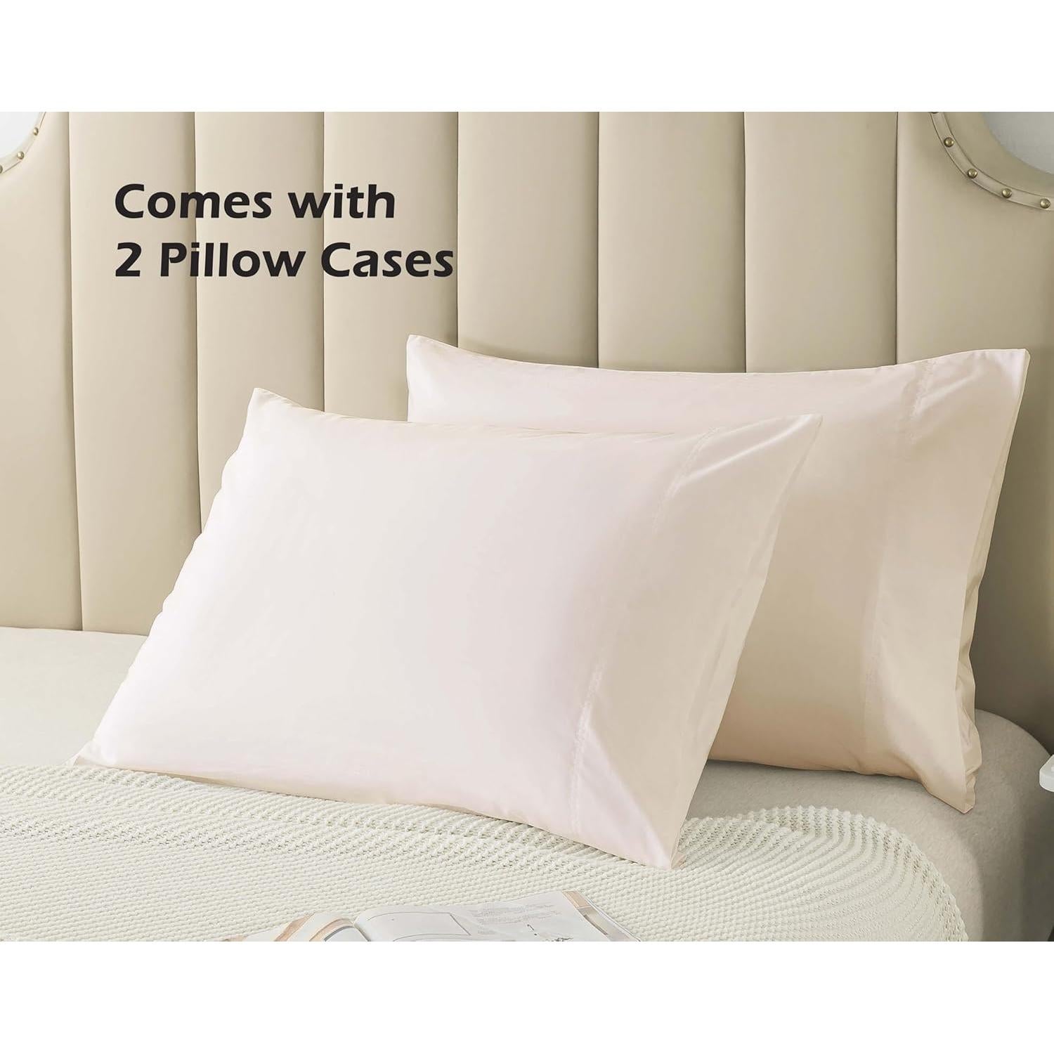 Conjunto de 2 Fundas de Almohada Estándar WhatsBedding Algodón Beige