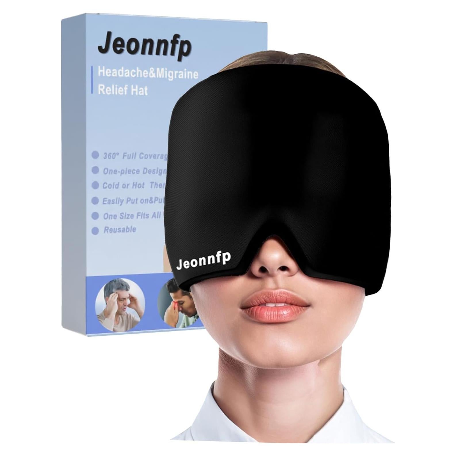 Gorro de Alivio de Migraña Jeonnfp Negro - Terapia Fría y Caliente