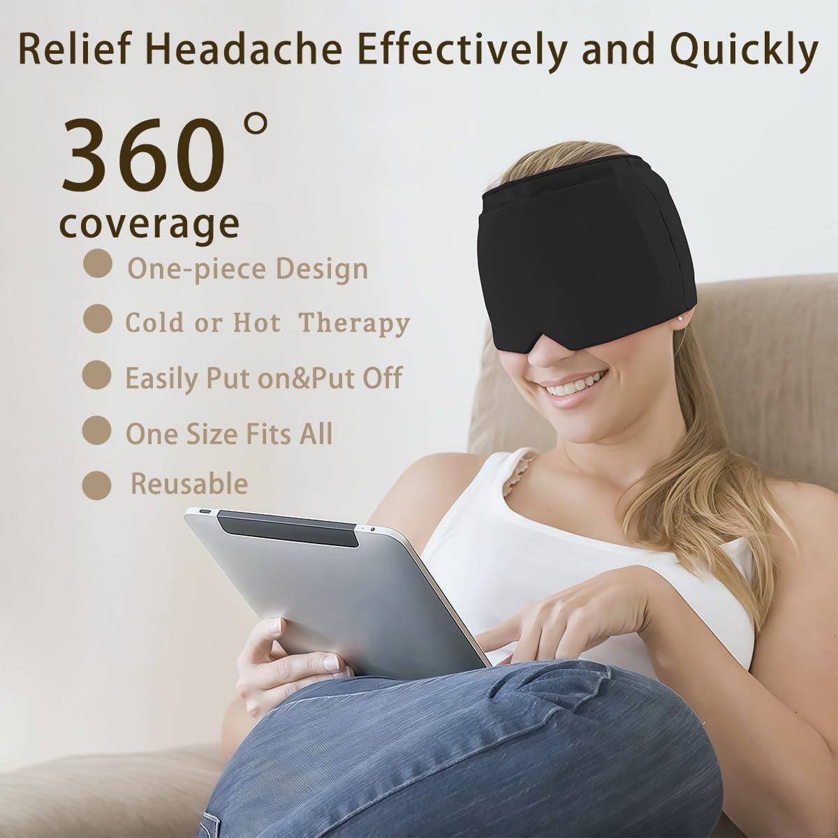 Gorro de Alivio de Migraña Jeonnfp Negro - Terapia Fría y Caliente