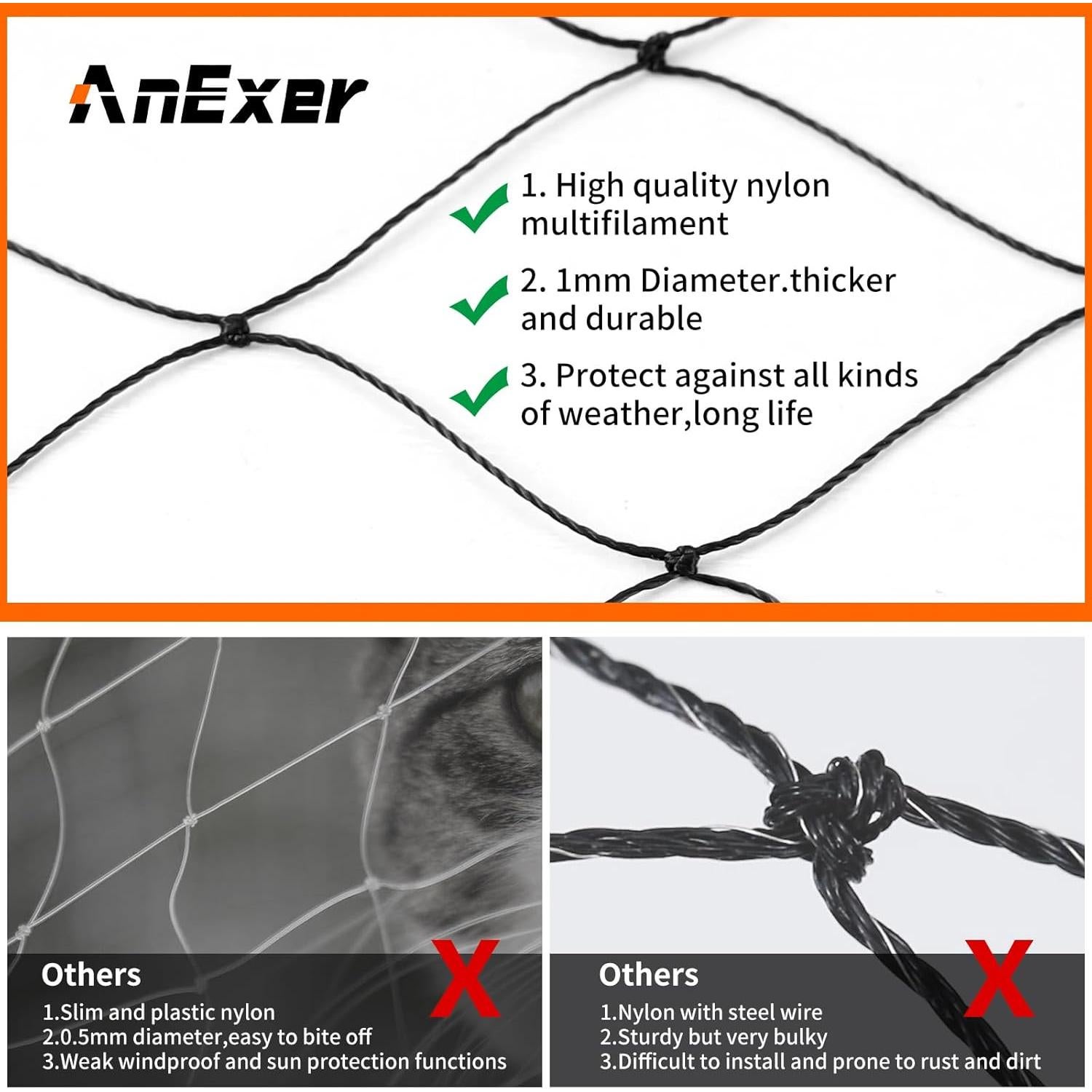 Red de Seguridad para Gatos AnExer 4x3 m Nylon Transparente