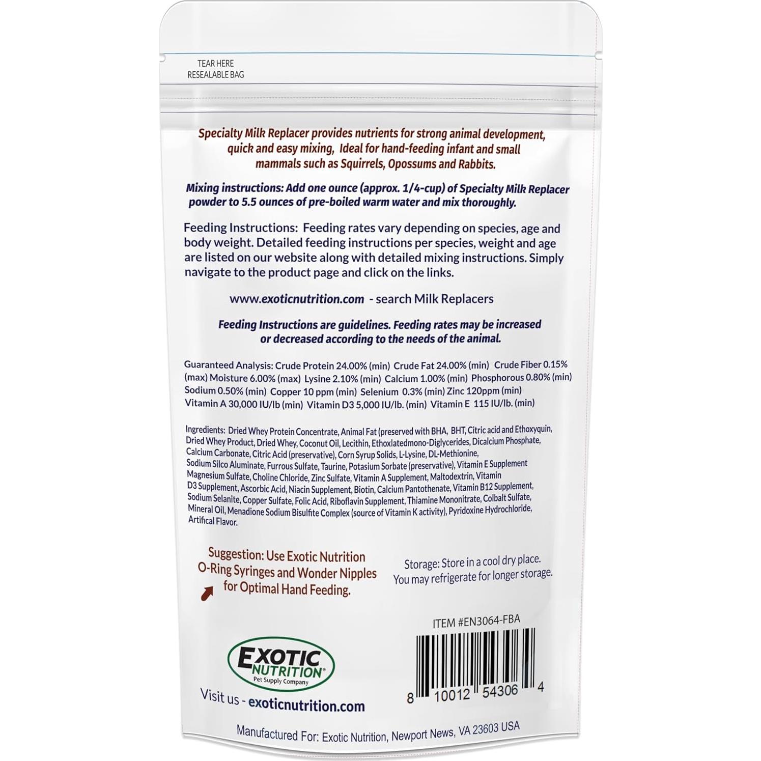 Sustituto de Leche para Ardillas Bebé Nutrición Exótica 4.25g