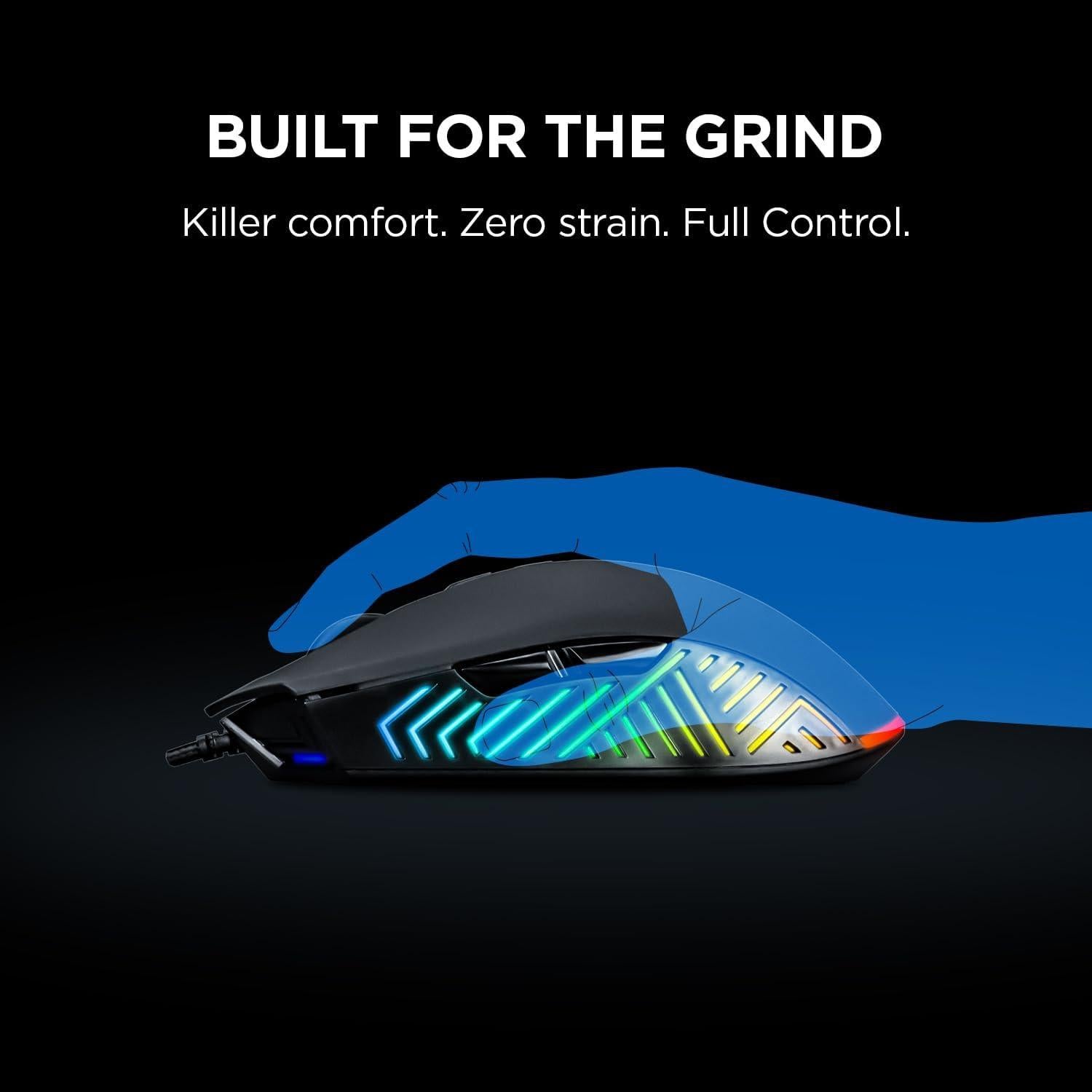 Ratón Gaming Rampage Spear V2 Negro con Cable RGB 12800 DPI