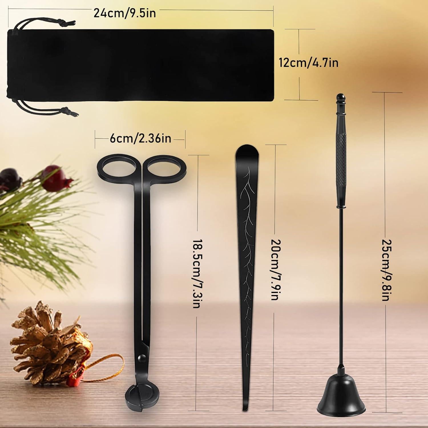 Kit de Accesorios para Velas KOAKOMI 3 en 1 Acero Inoxidable