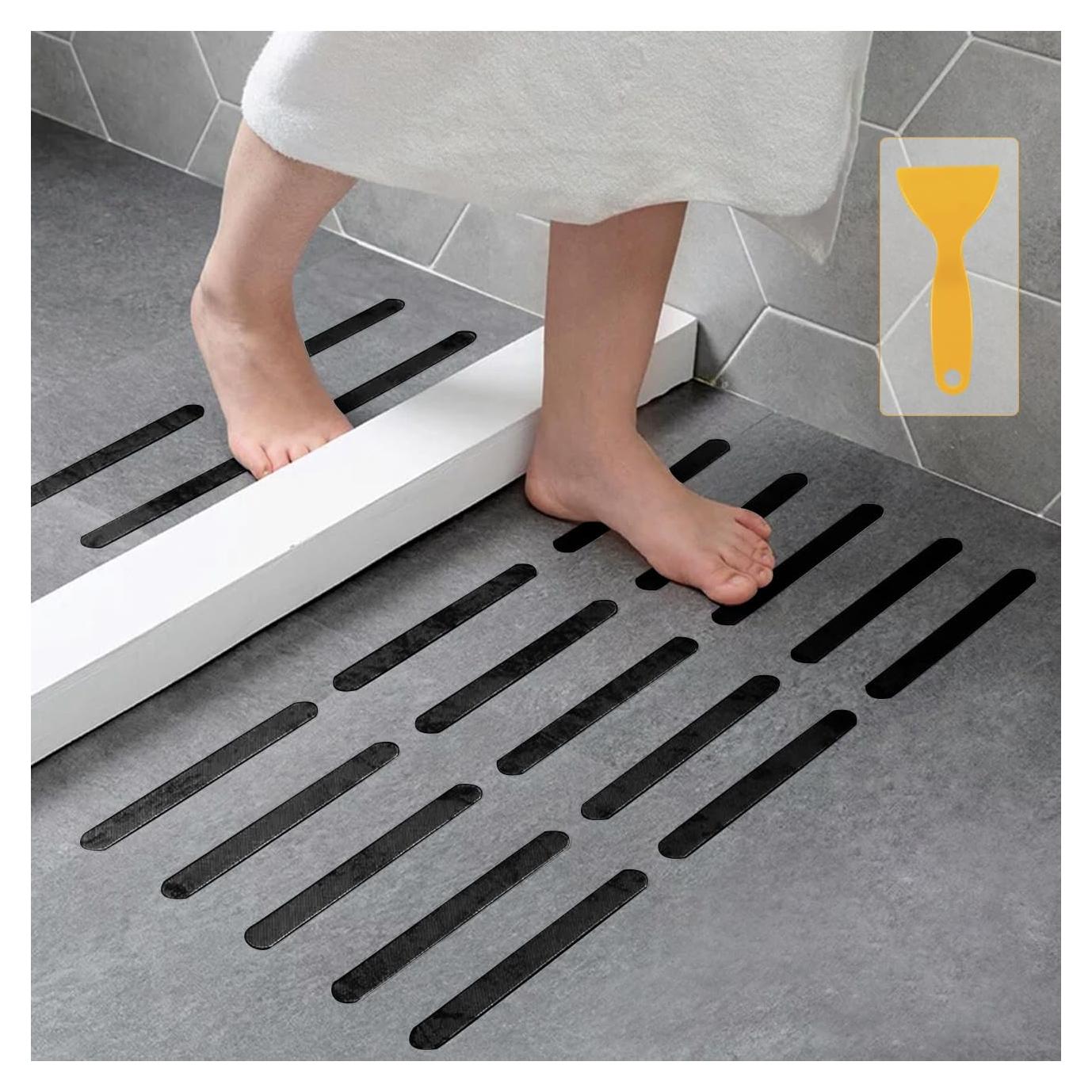 Tiras Antideslizantes Kyerivs 24 Pcs 20.32x2.03 cm Negro